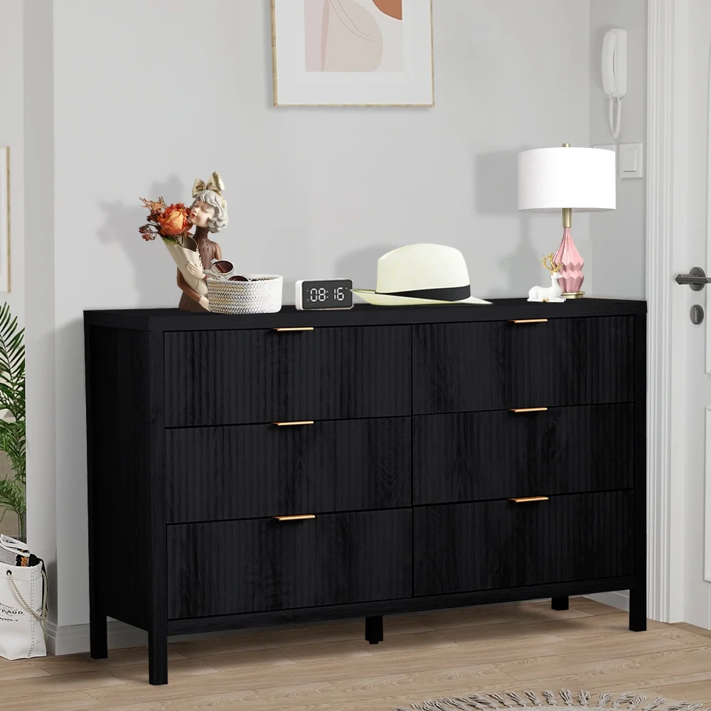 YOCWO Fluted Nightstand for Bedroom Set of 2 , Wood Bedside Table Set of 2 with Drawers, Black - Image 13