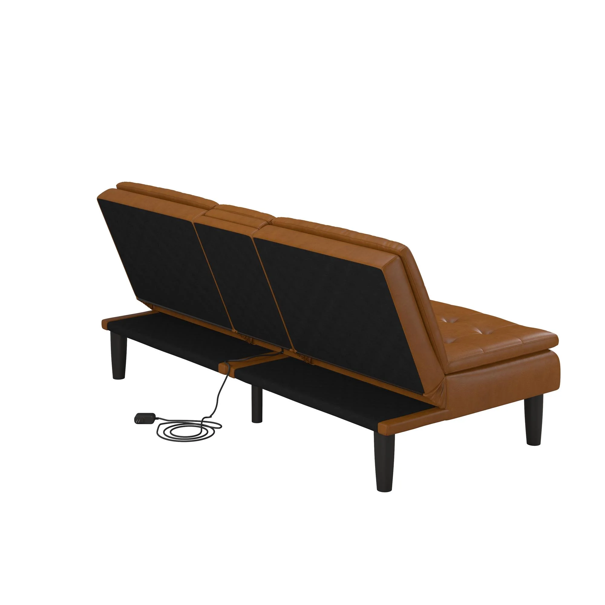 Mainstays Memory Foam 71.5" Futon with Cupholder and USB, Black Faux Leather - Image 50