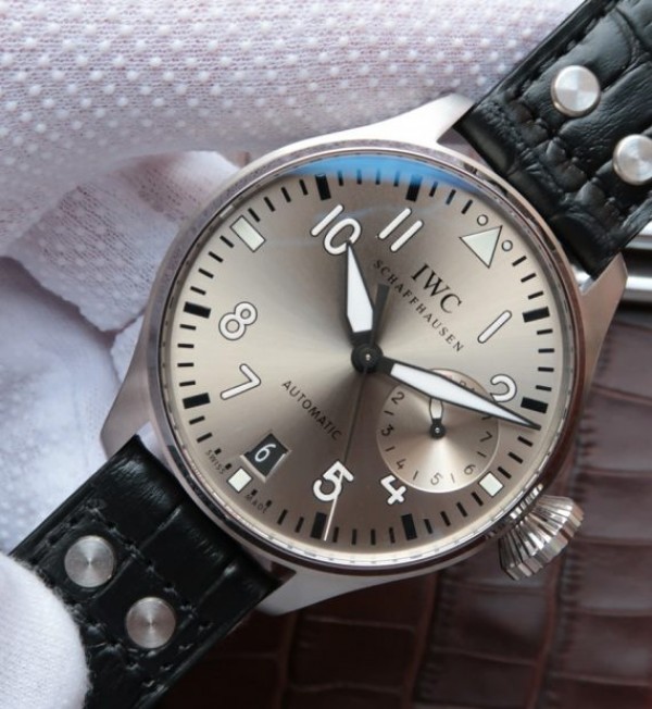 Replica IWC ZF Big Pilot Real PR IW500906 Silver Dial Leather Strap - Elite Watch Atelier