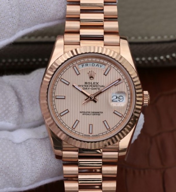 Replica Rolex Day-Date 40mm 228235 RG Noob RG Textured Dial RG Bracelet A3255 - Elite Watch Atelier