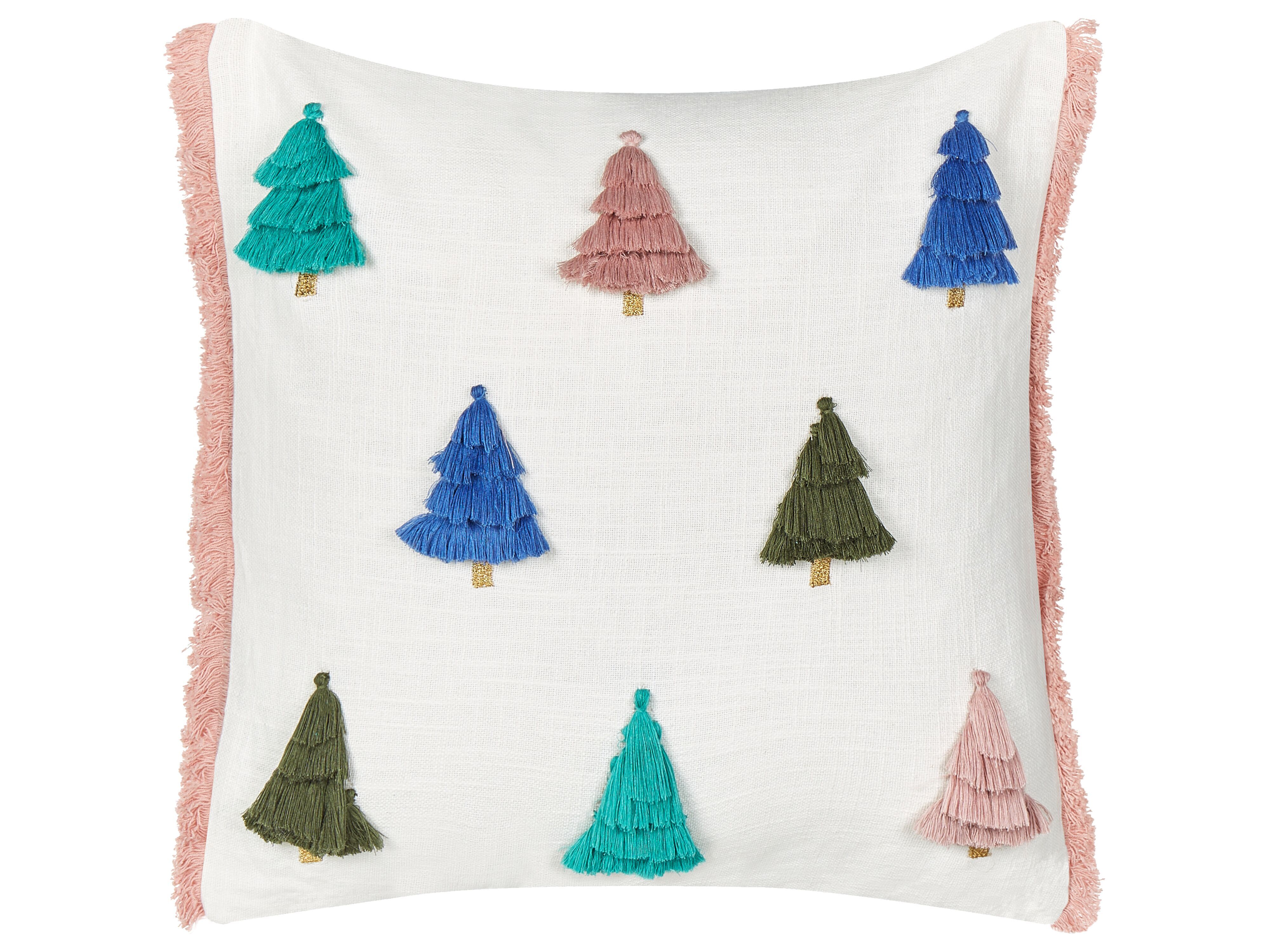 Throw Cushion SKIMMIA Cotton 45 x 45 cm White Christmas Motif