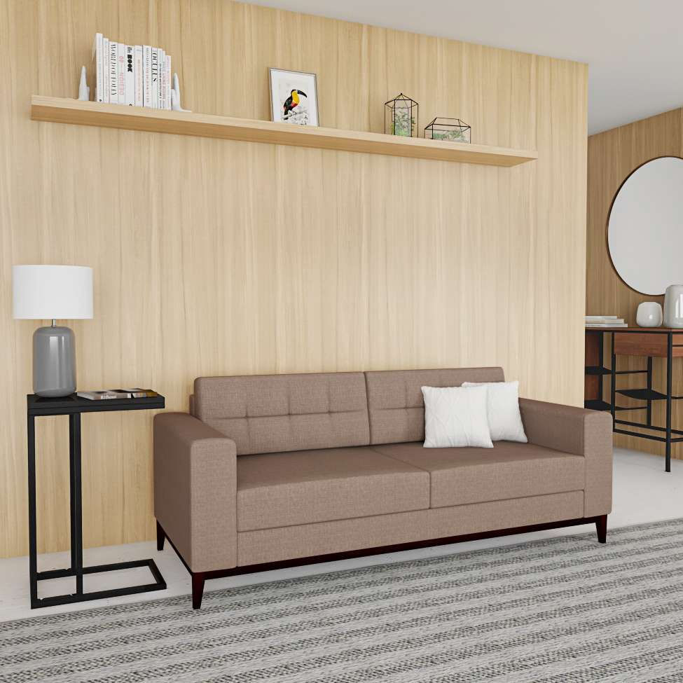 Sofá 3 Lugares Happy Pés e Base em Madeira Linho Cotton Bege 180 cm em Promoção | Ofertas na Americanas