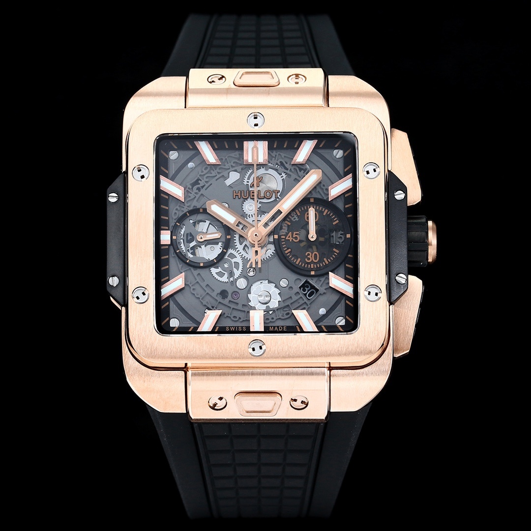 Hublot Big Bang, Square Bang Unico 42mm Textured Rubber Strap(1:1 replica) - Elite Watch Atelier