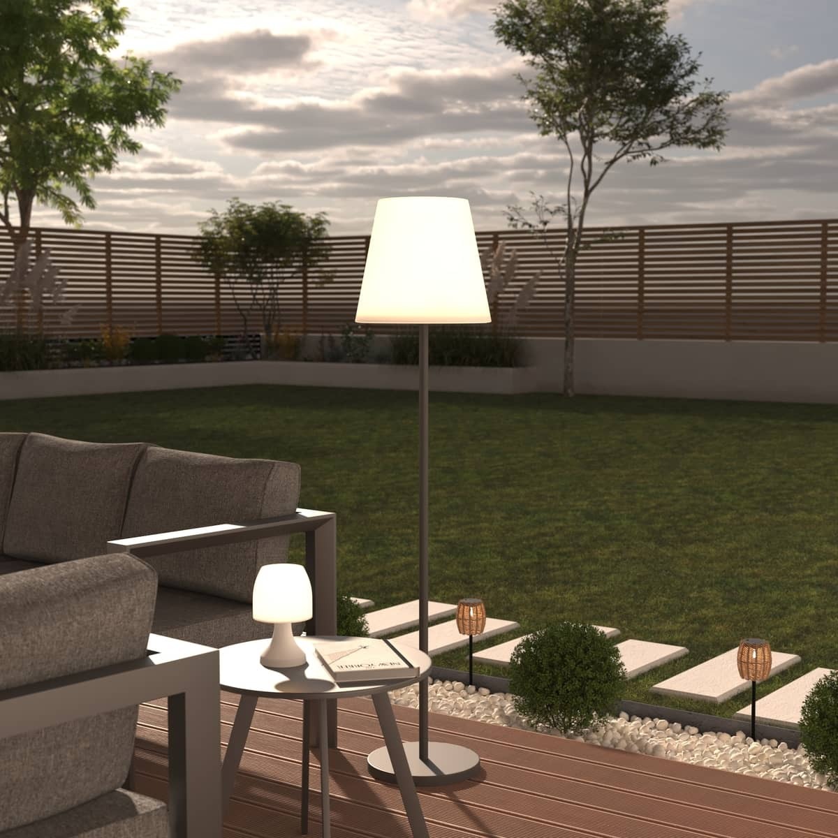 Outdoor floor lamp "Rony" White metal, H.150 cm