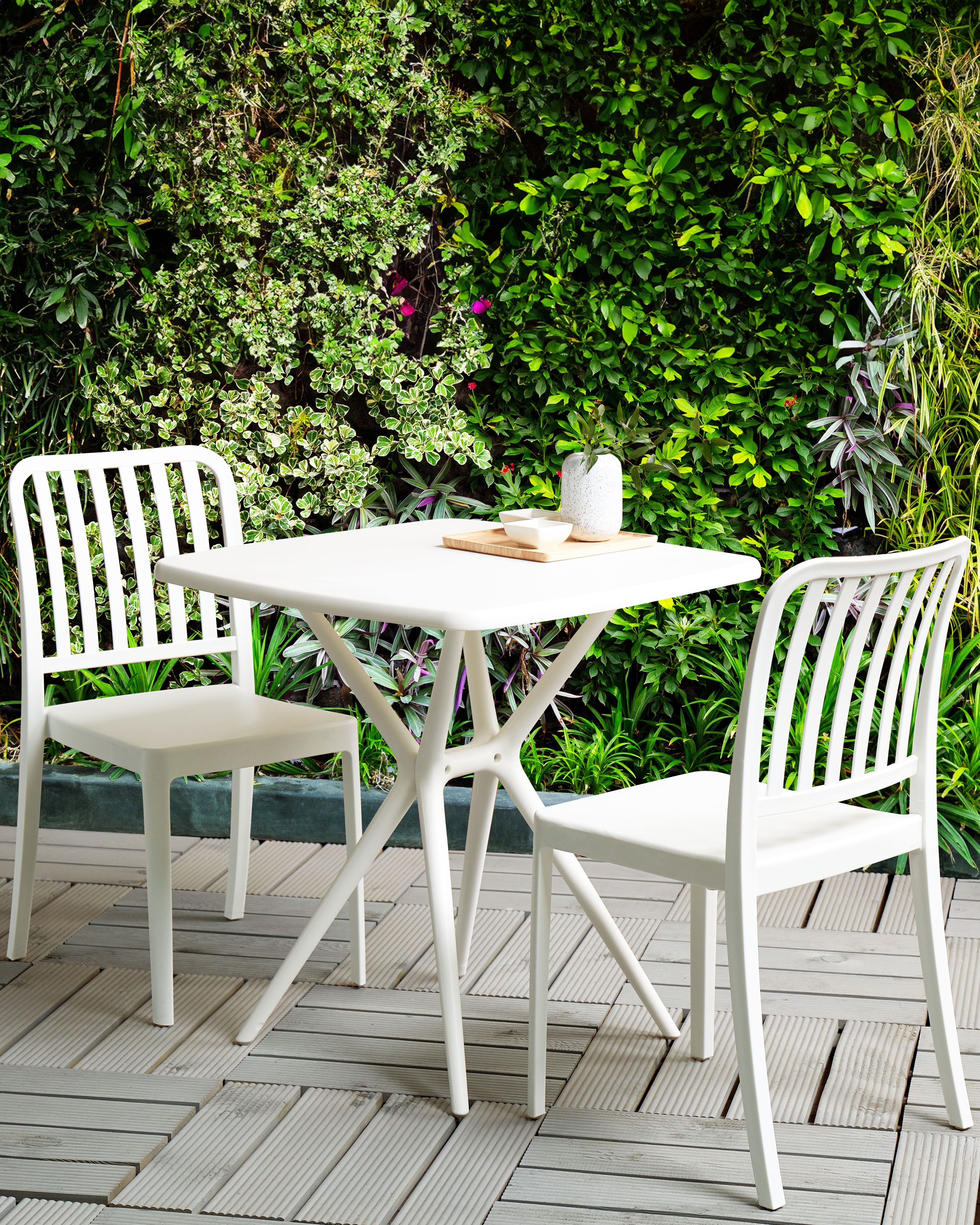 Set of 2 Garden Chairs SERSALE Synthetic Material White