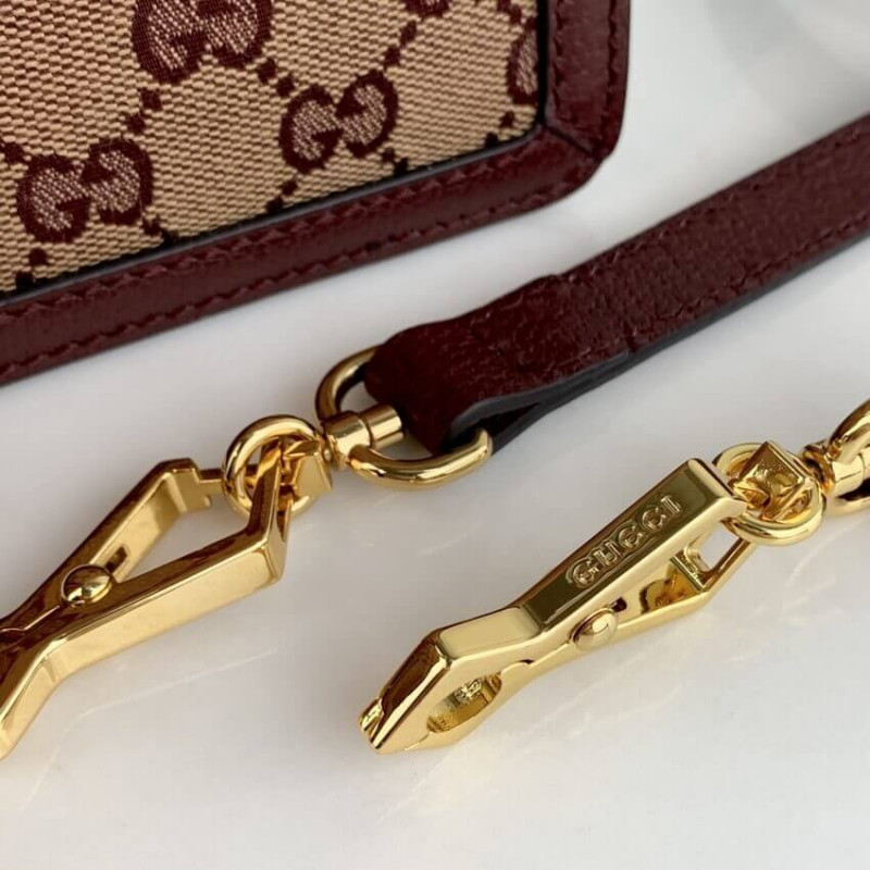 Replica Gucci Ophidia Small Top Handle Bag With Web 651055 Burgundy1:1High-quality replica