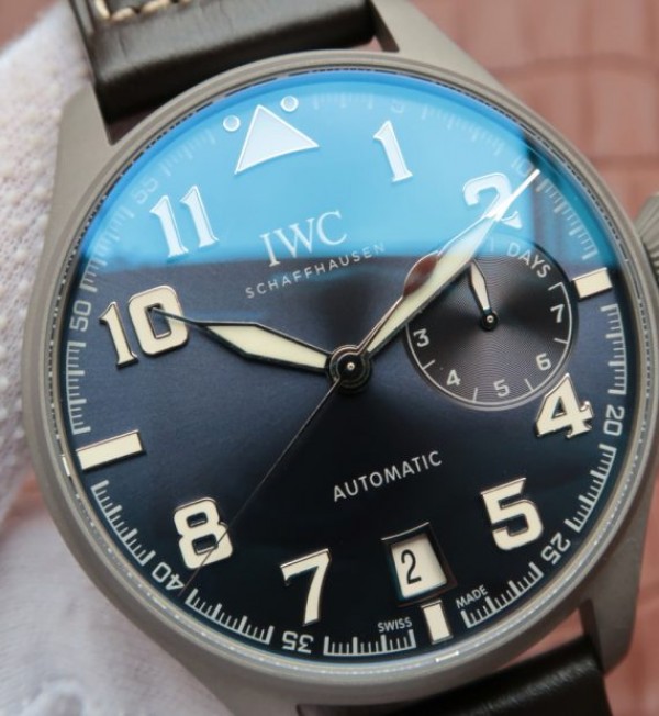 Replica IWC Big Pilot Custom Made Sandblasted Case Blue Dial Leather Strap - Top club