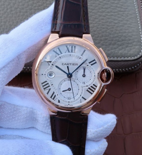 Replica Cartier Ballon Bleu De Cartier Chrono RG White Dial A8101 - Top club