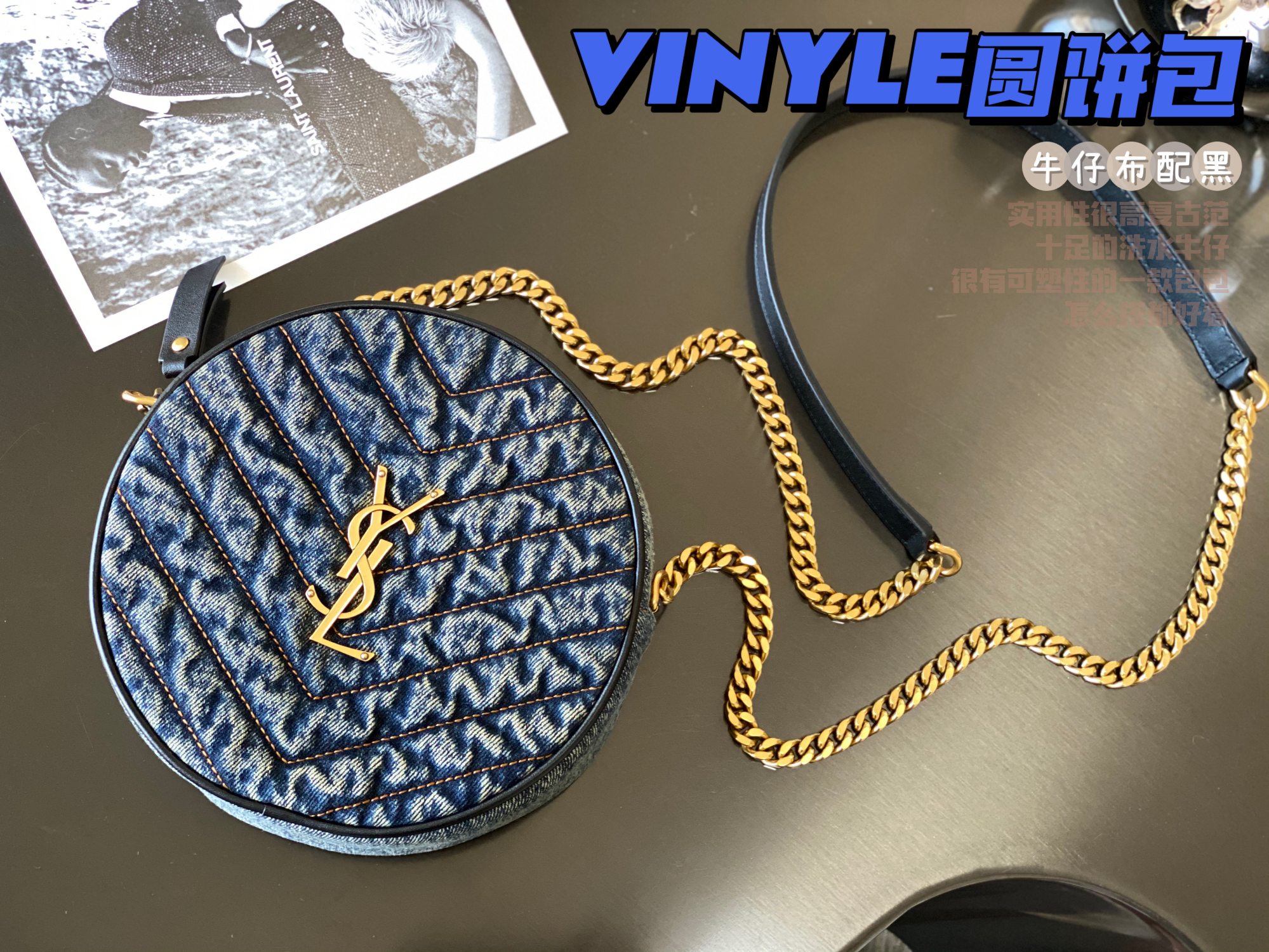 VINYLE ROUND CAMERA BAG IN CHEVRON-QUILTED GRAIN DE POUDRE EMBOSSED LEATHER1:1High-quality replica