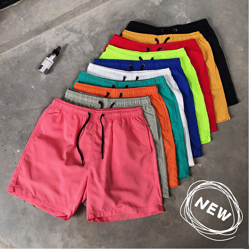 2025 Summer Men's Casual Shorts Candy Color Knee-Length Shorts Men's Export Sports Loose Quick-Dry Thin Beach Shorts