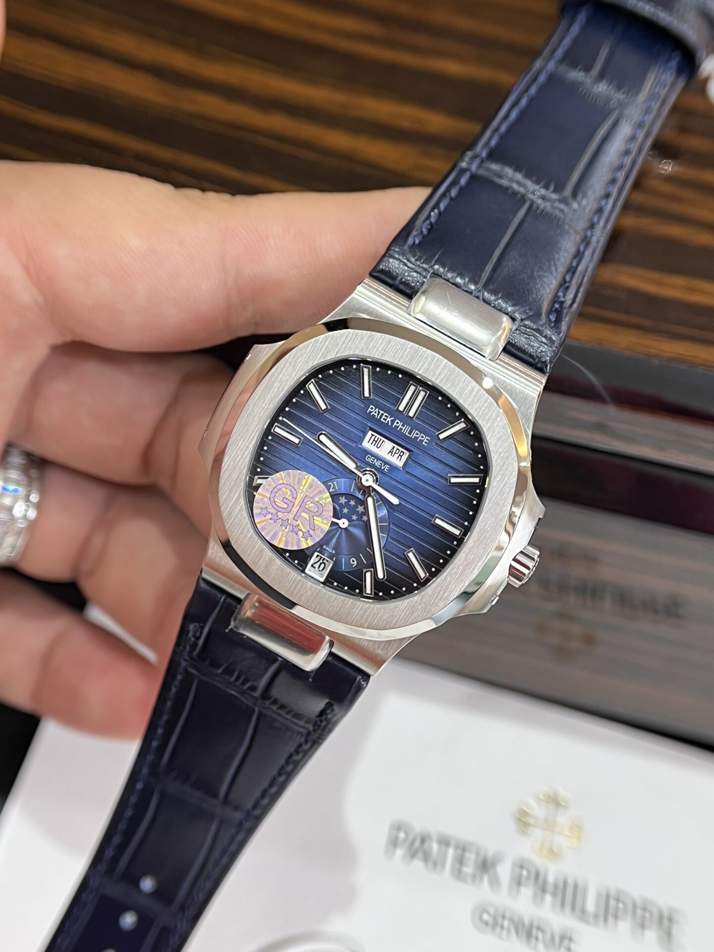 Patek Philippe Nautilus 5726G Replica Watch Blue Leather Strap GRF 40.5mm - Top club