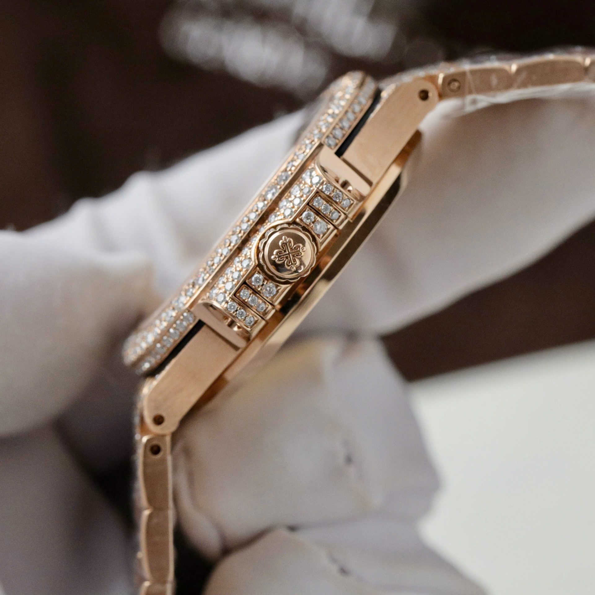Patek Philippe Nautilus 7118 Replica Watch Gold Wrapped + Moissanite Diamonds Custom 35.2mm - Top club
