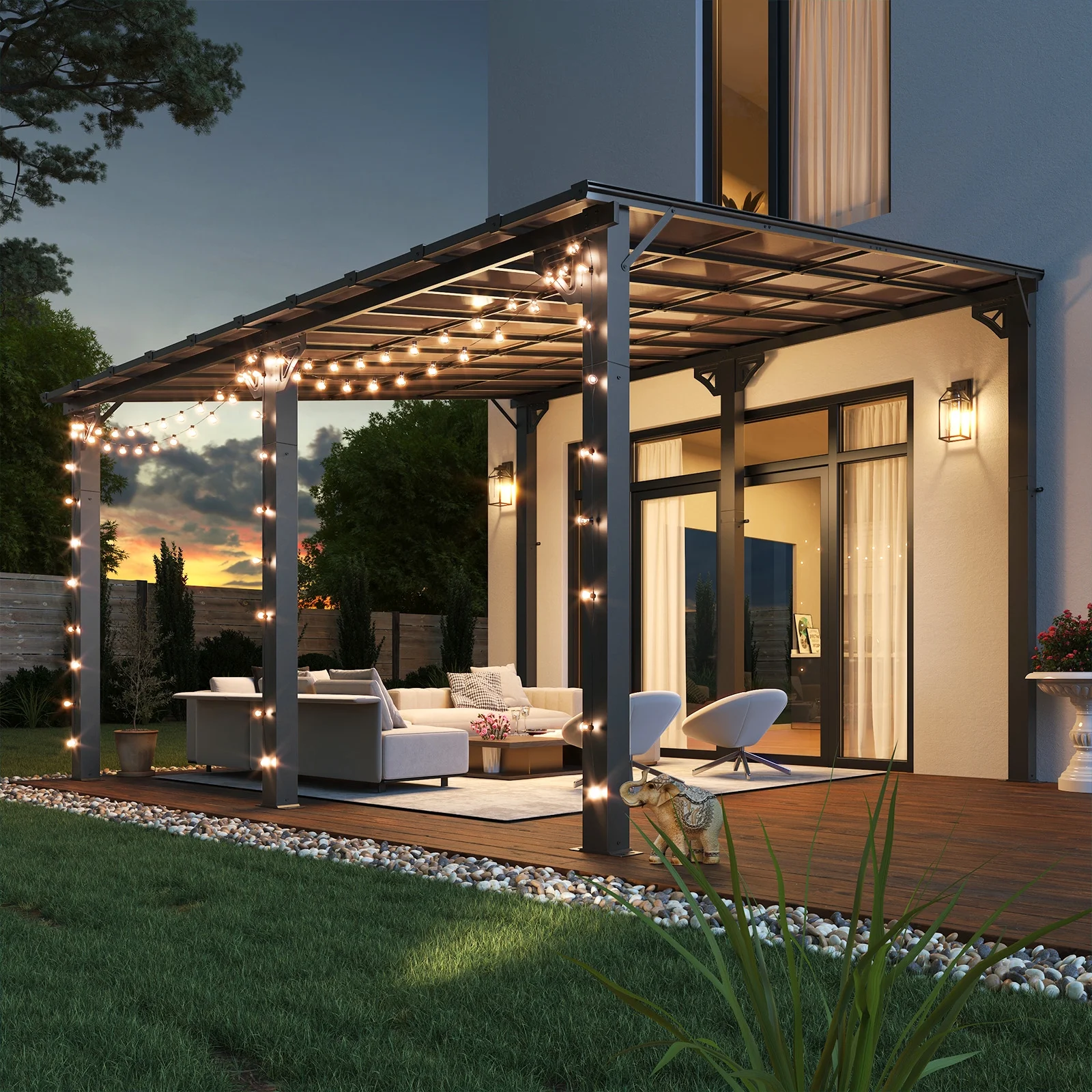 Aoxun 8' x 5' Gazebo for Patio, Gazebo Pergola with Sloped Roof, Grill Gazebo Large Wall-Mounted Heavy Duty Awnings, for Backyard, Deck, Patio - Image 43