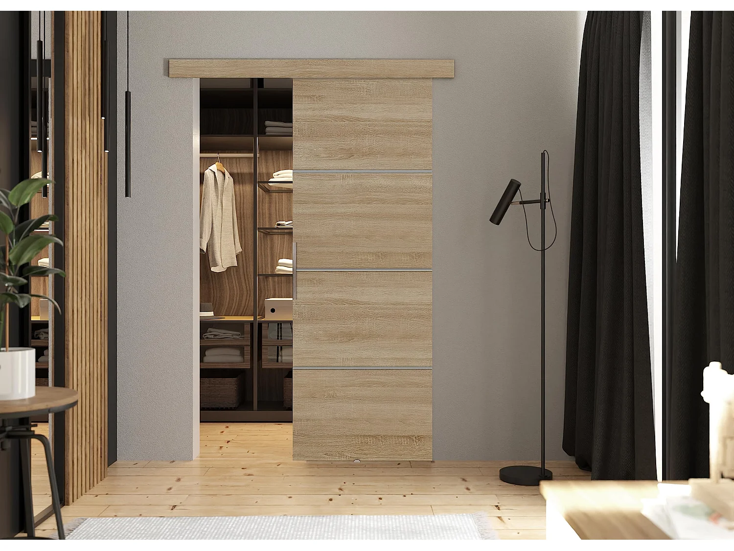 Portes coulissantes avec cache-rail MALIBU PLUS 60 chêne Sonoma