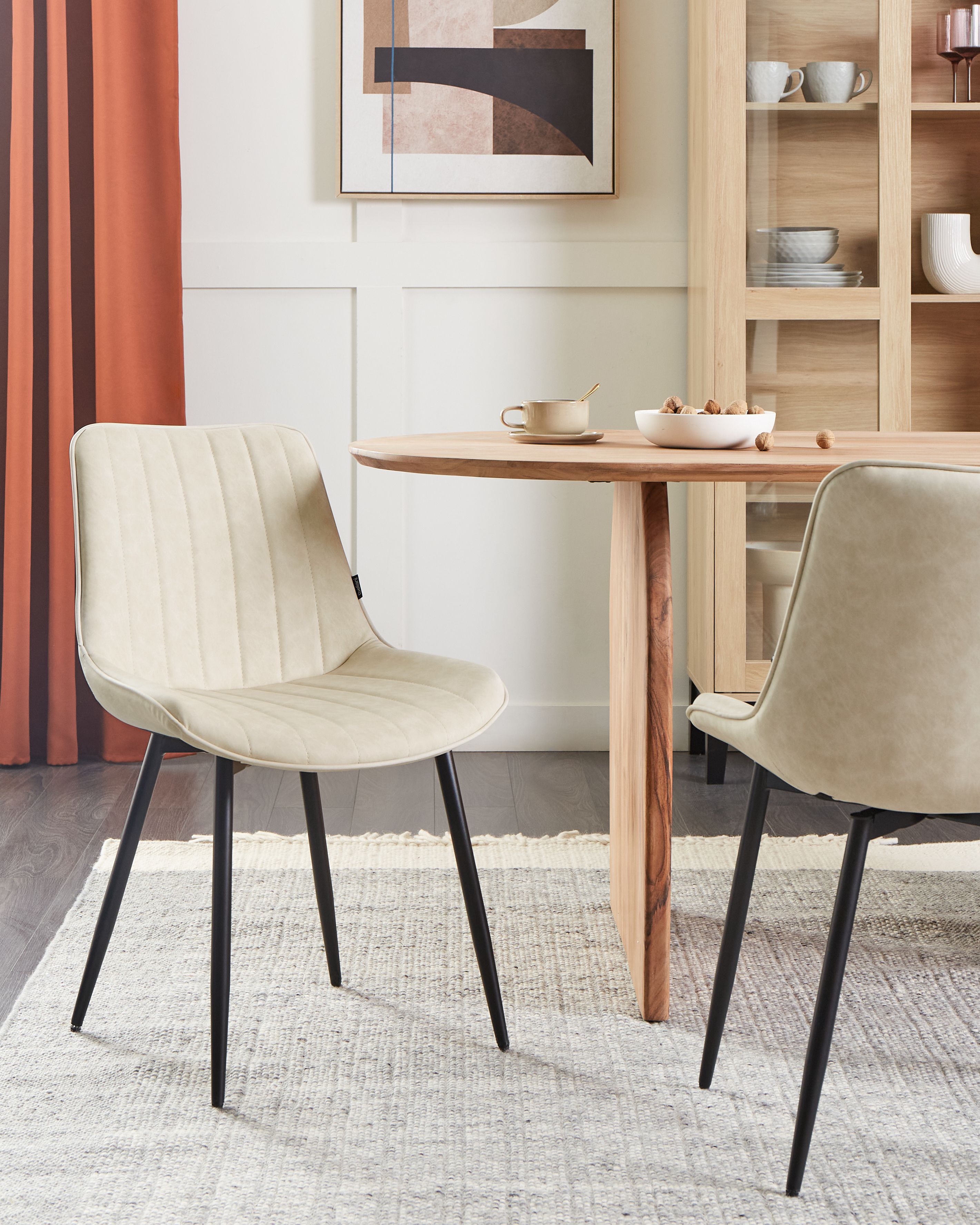 Set of 2 Dining Chairs DUBROVNIK Faux Leather Light Beige