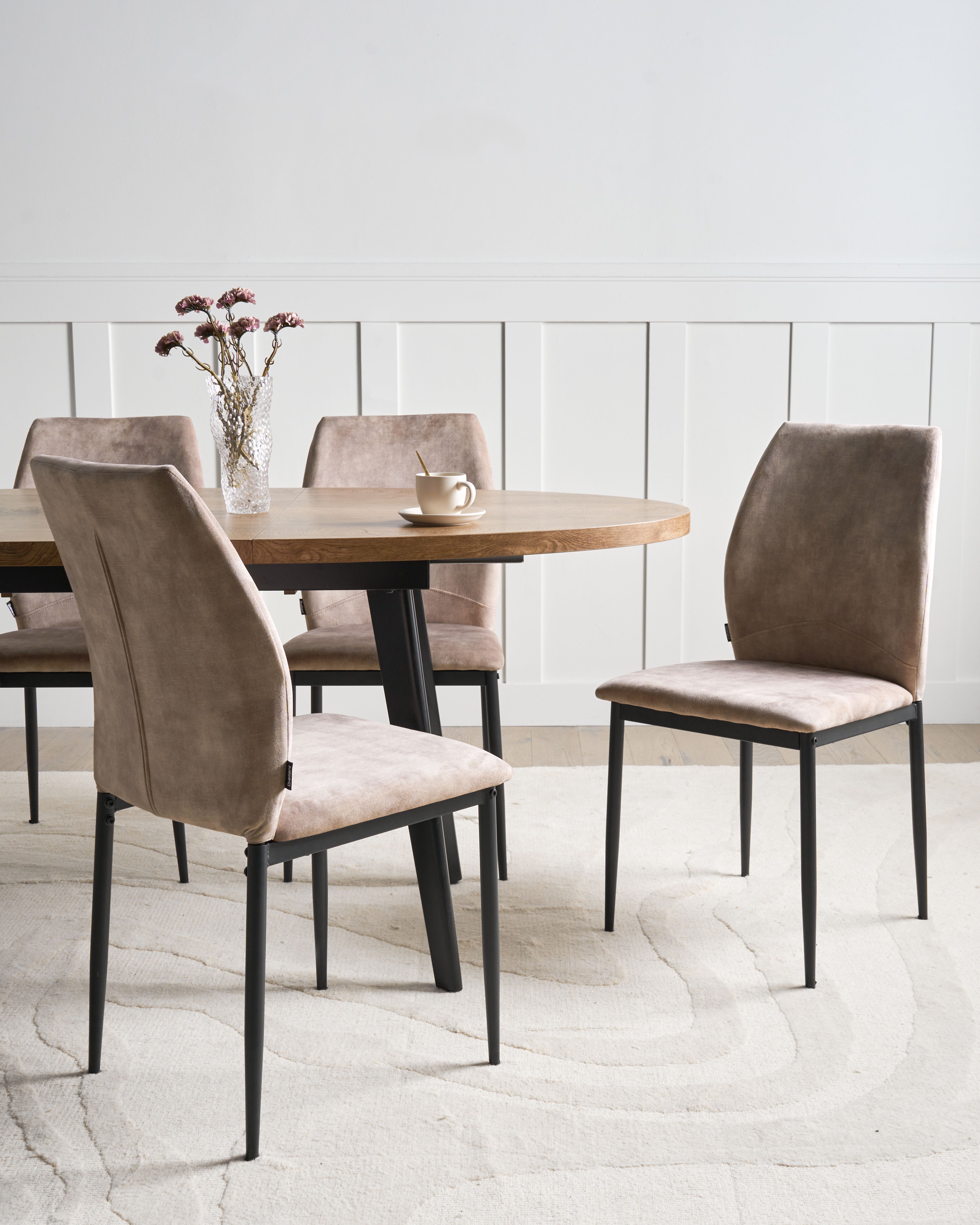 Set of 4 Dining Chairs ROCHEPORT Fabric Taupe