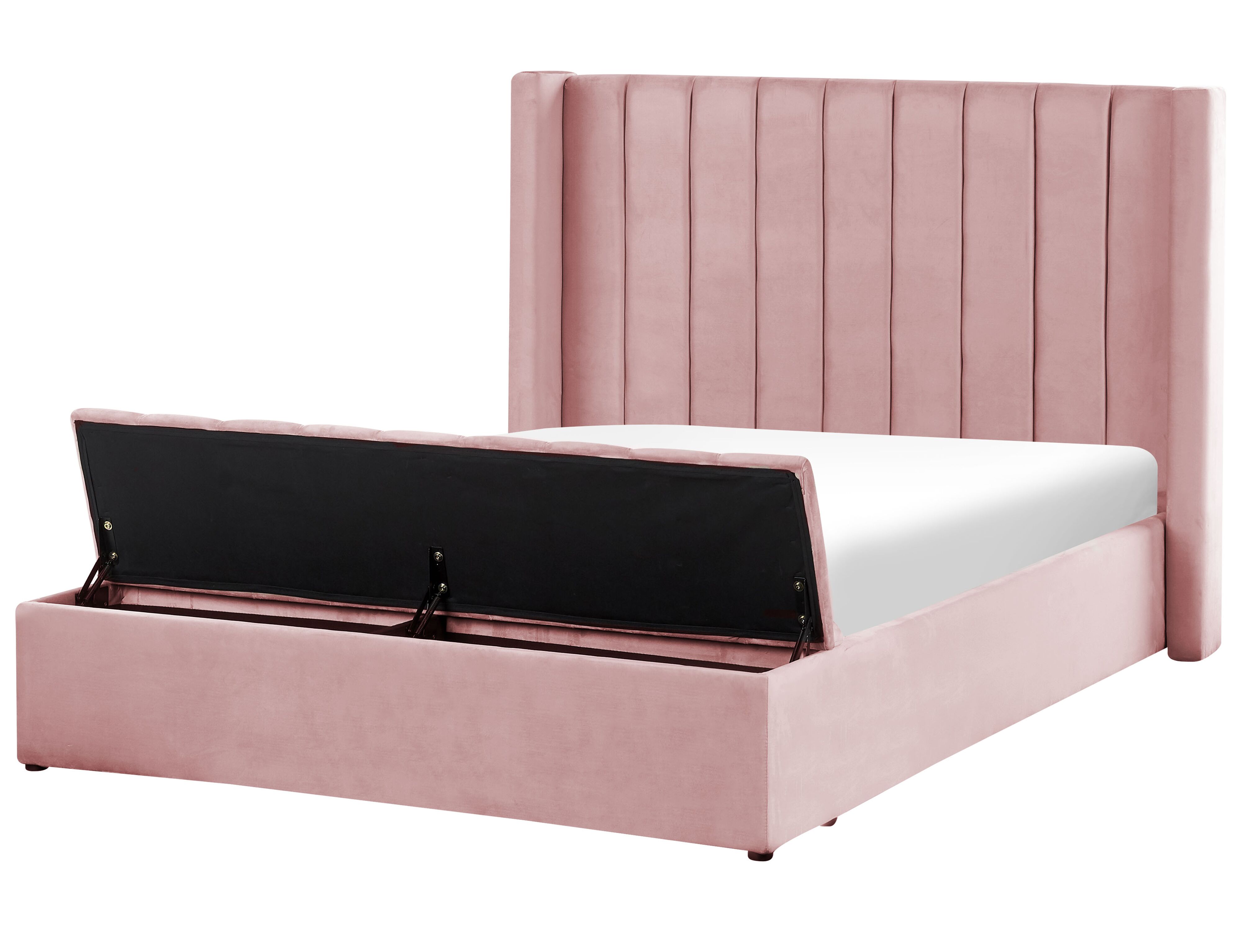 Bed with Storage Bench Velvet NOYERS 140 x 200 cm (EU Double) Pink