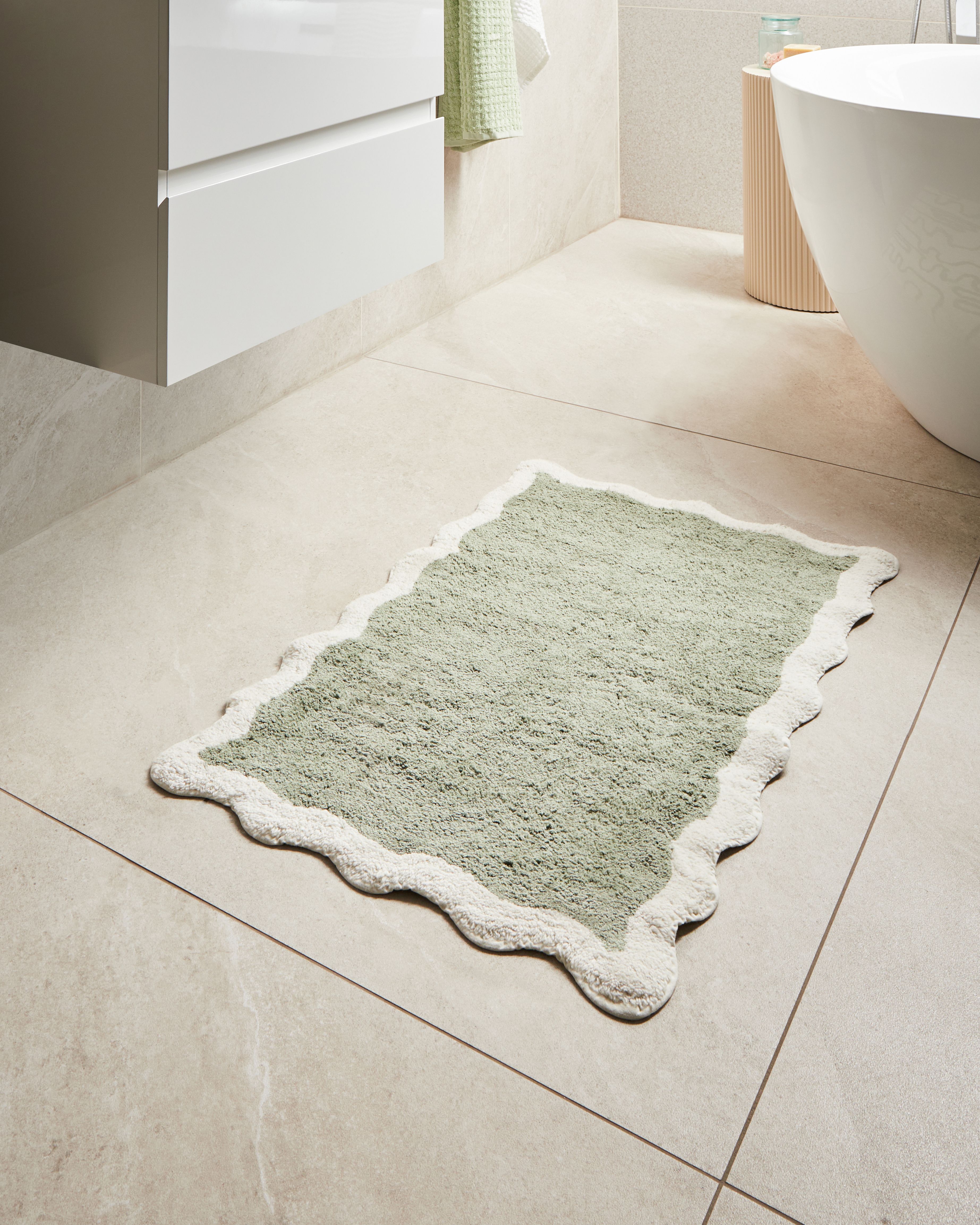 Bath Mat NANGAL Green 60 x 90 cm Cotton