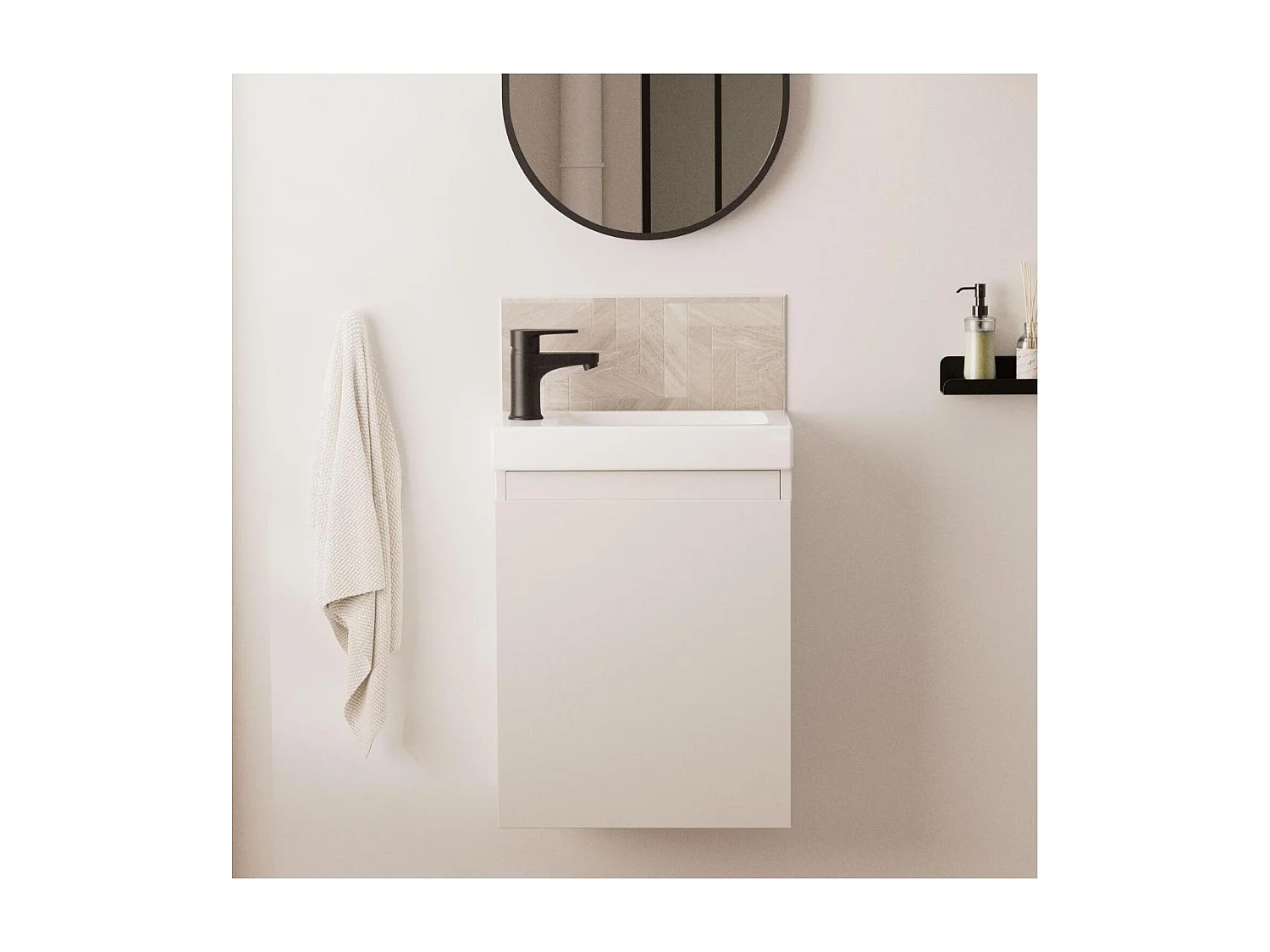 Meuble lave-mains LISA + robinet noir