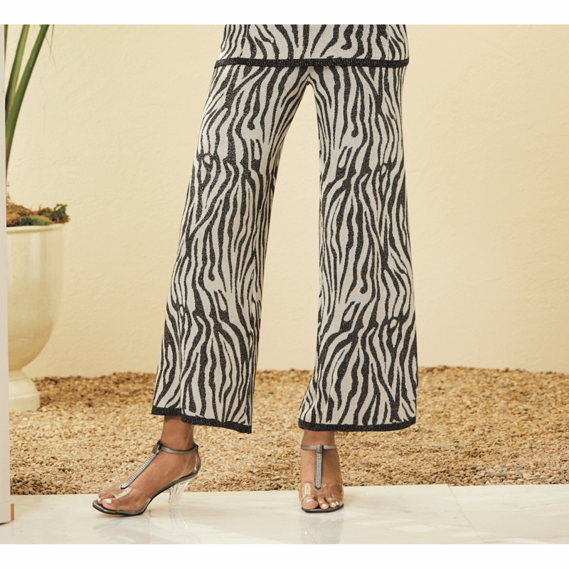 Jayda Jacquard Zebra-Print Pant - MIDNIGHT VELVET CATALOG