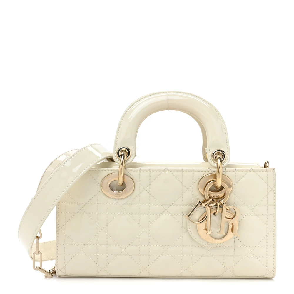 Replica Dior Lady D-Joy Handbags in White Patent Calfskin Leather