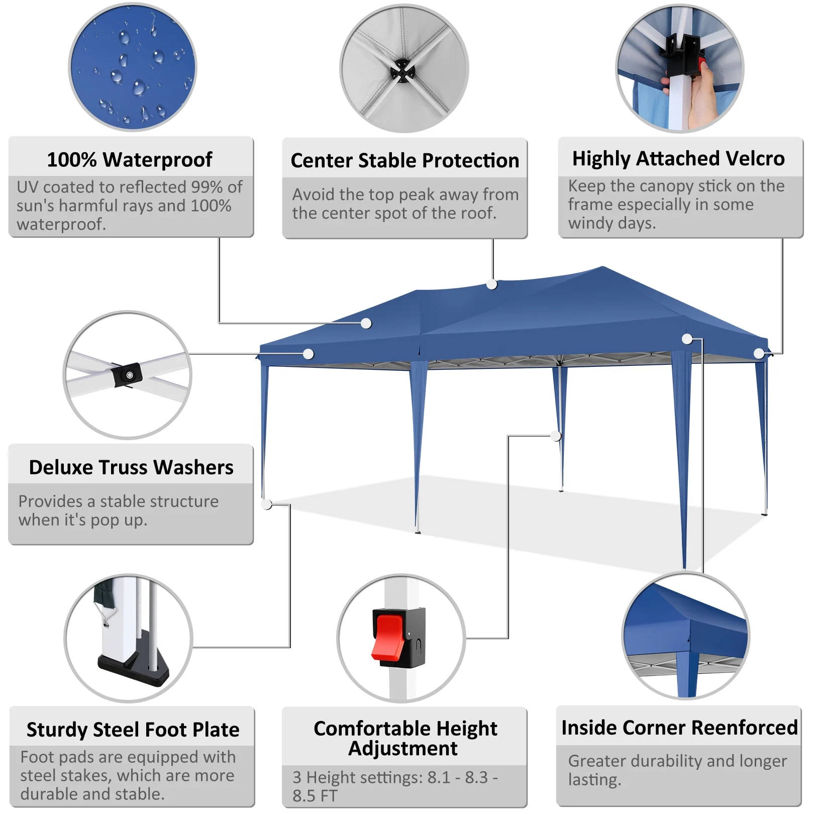 SANOPY 10'x10' EZ Pop Up Canopy Tent Outdoor Party Instant Shelter Portable Folding Beach Canopy with 4 Sandbag & Carrying Bag, Black - Image 72