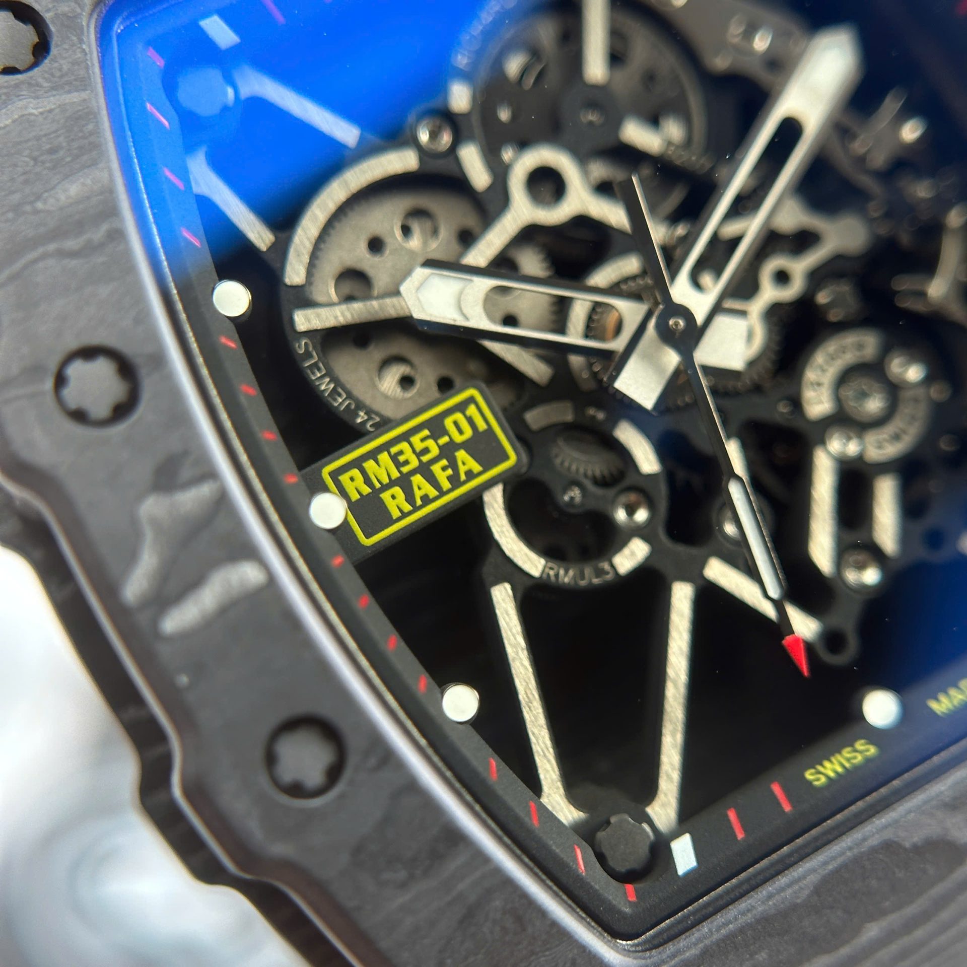 Richard Mille RM35-01 Rafael Nadal Carbon NTPT Copies Watches Red Rubber Strap ZF Factory 49,9x43mm - Top club