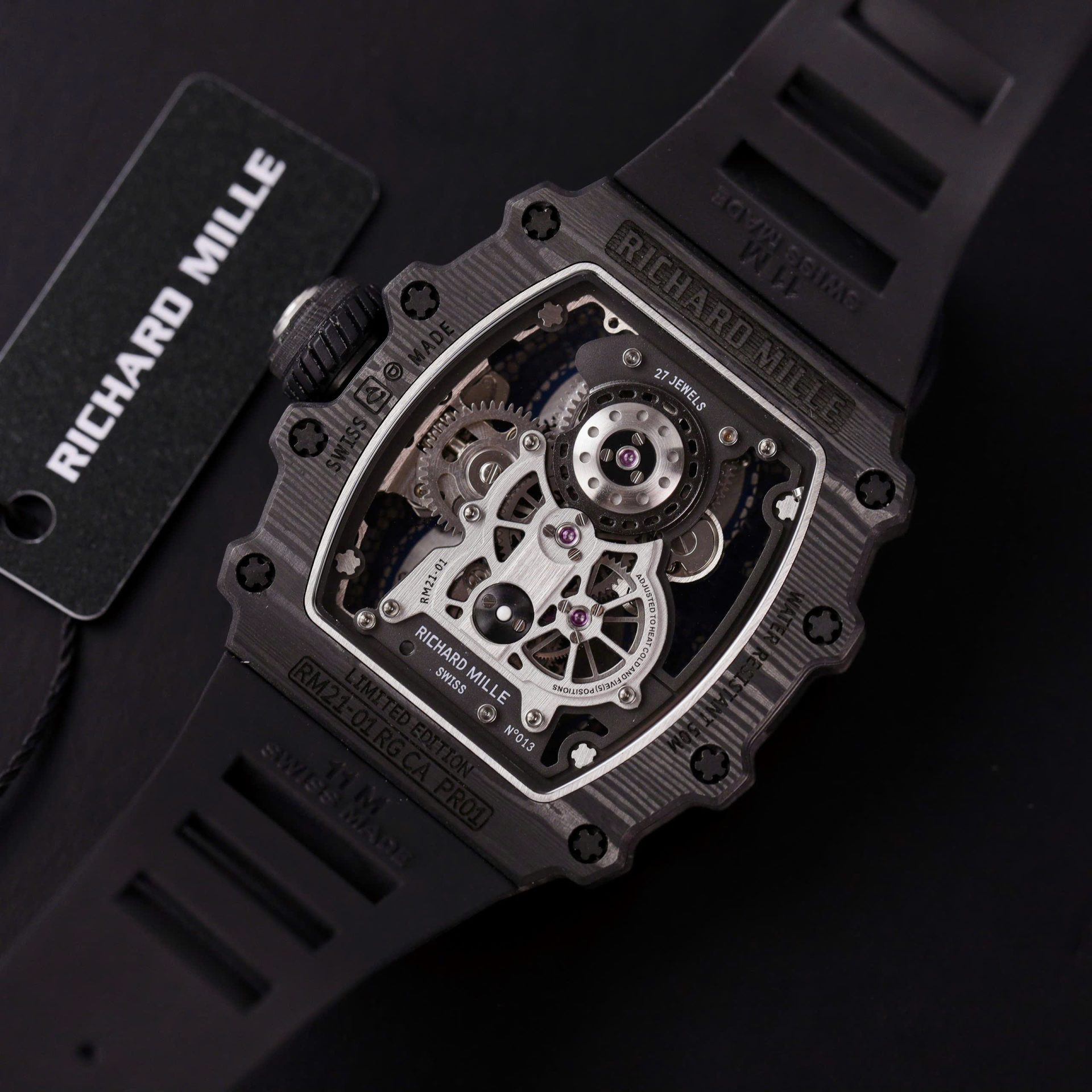 Richard Mille RM21-01 Tourbillon Best Replica Watch Rubber Strap 45mm - Top club