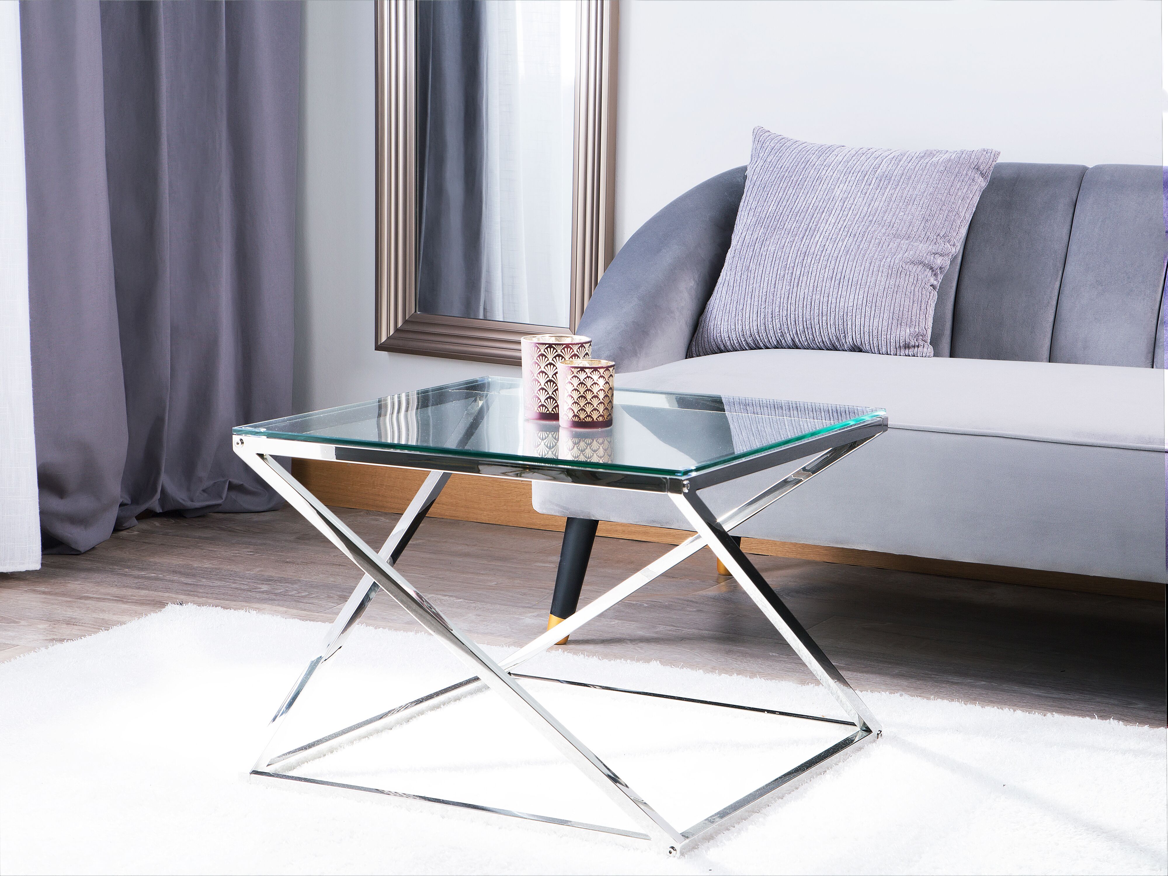 Coffee Table BEVERLY Glass Silver