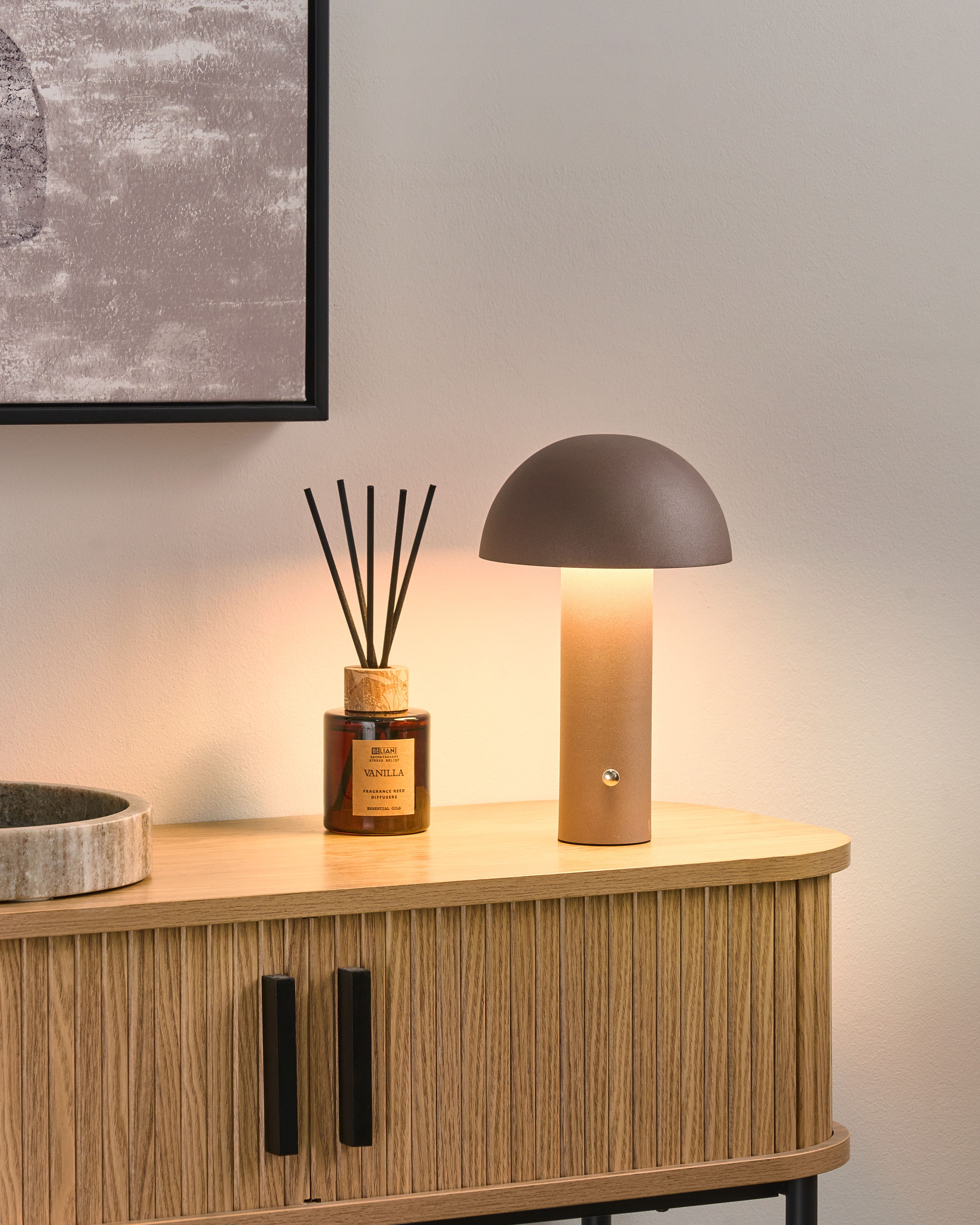 Wireless LED Table Lamp BOJO with Dimmer Metal Brown