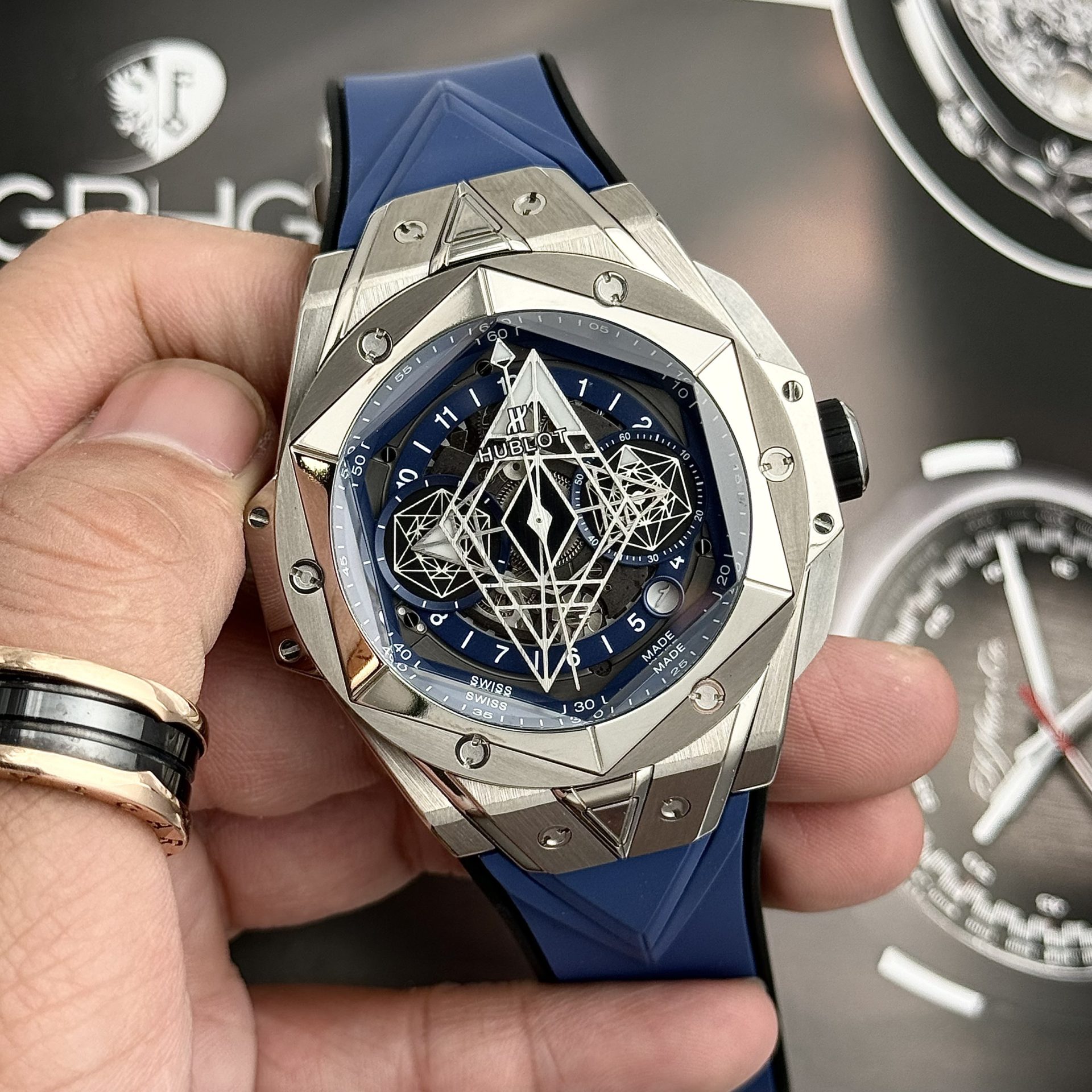 Hublot Replica Watch Big Bang Sang Bleu II Titanium Blue Dial BBF 45mm - Top club