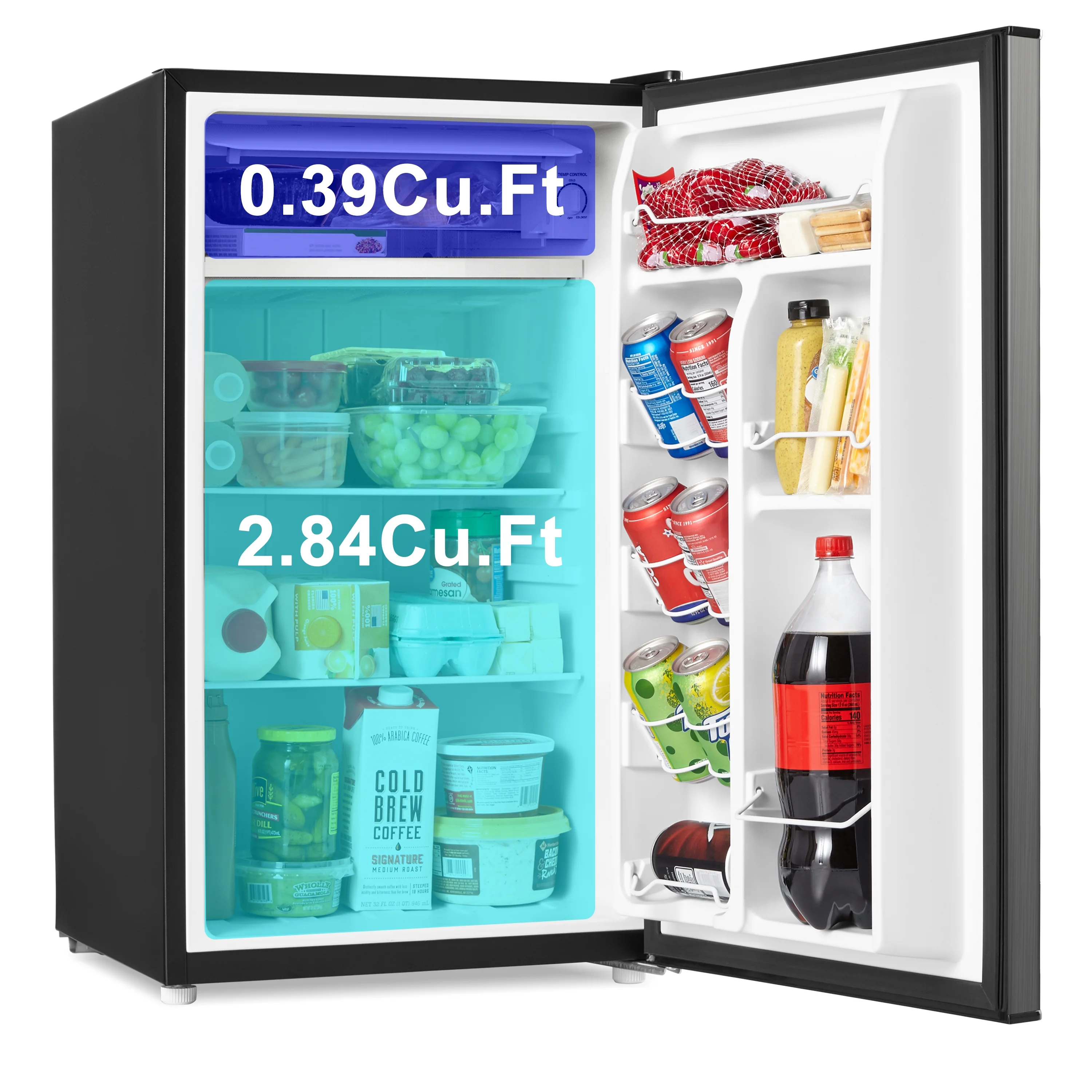 Galanz 3.3 Cu ft One Door Mini Fridge, Black Estar, New - Image 15