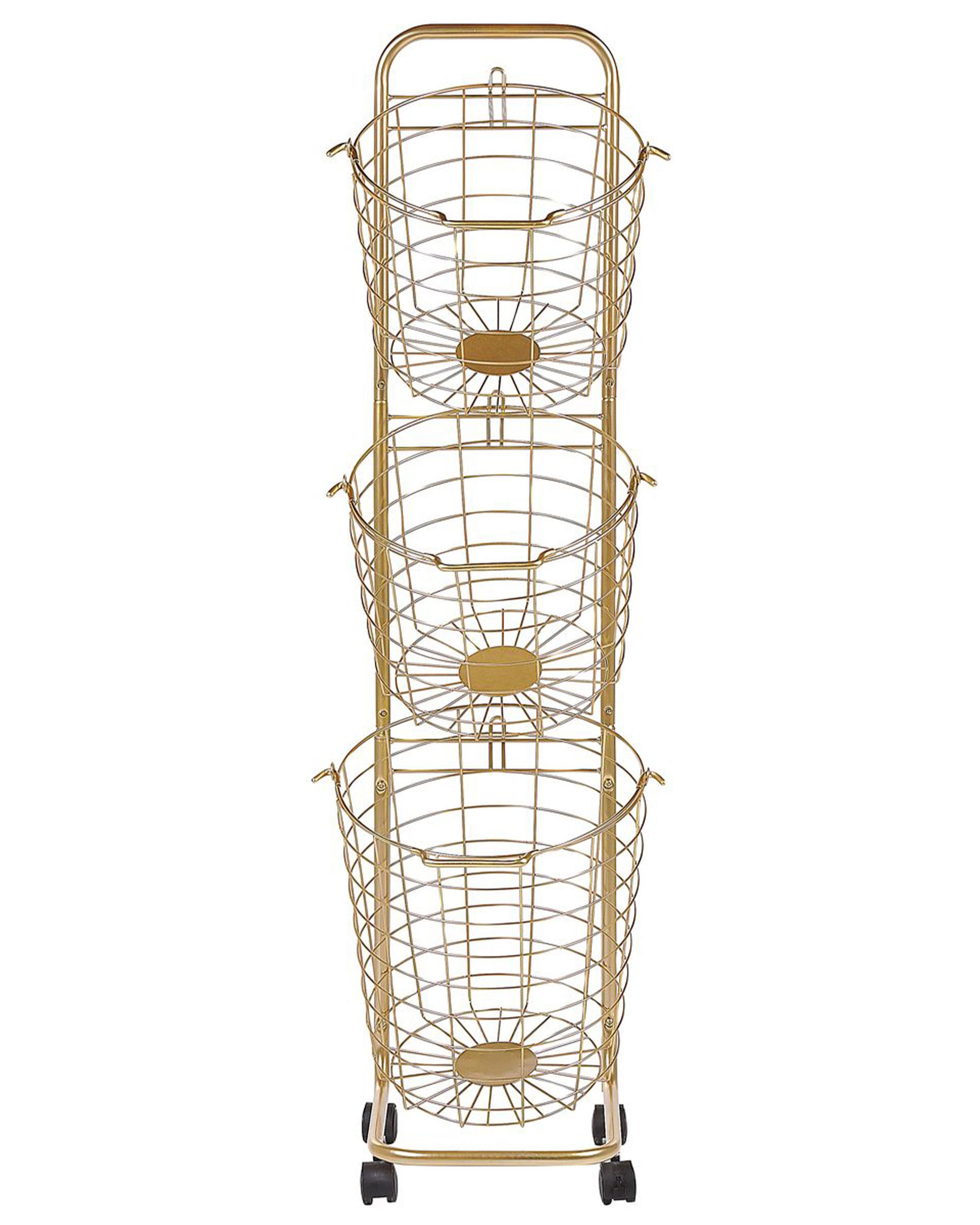 Basket Stand AYAPAL with Wheels Metal Gold