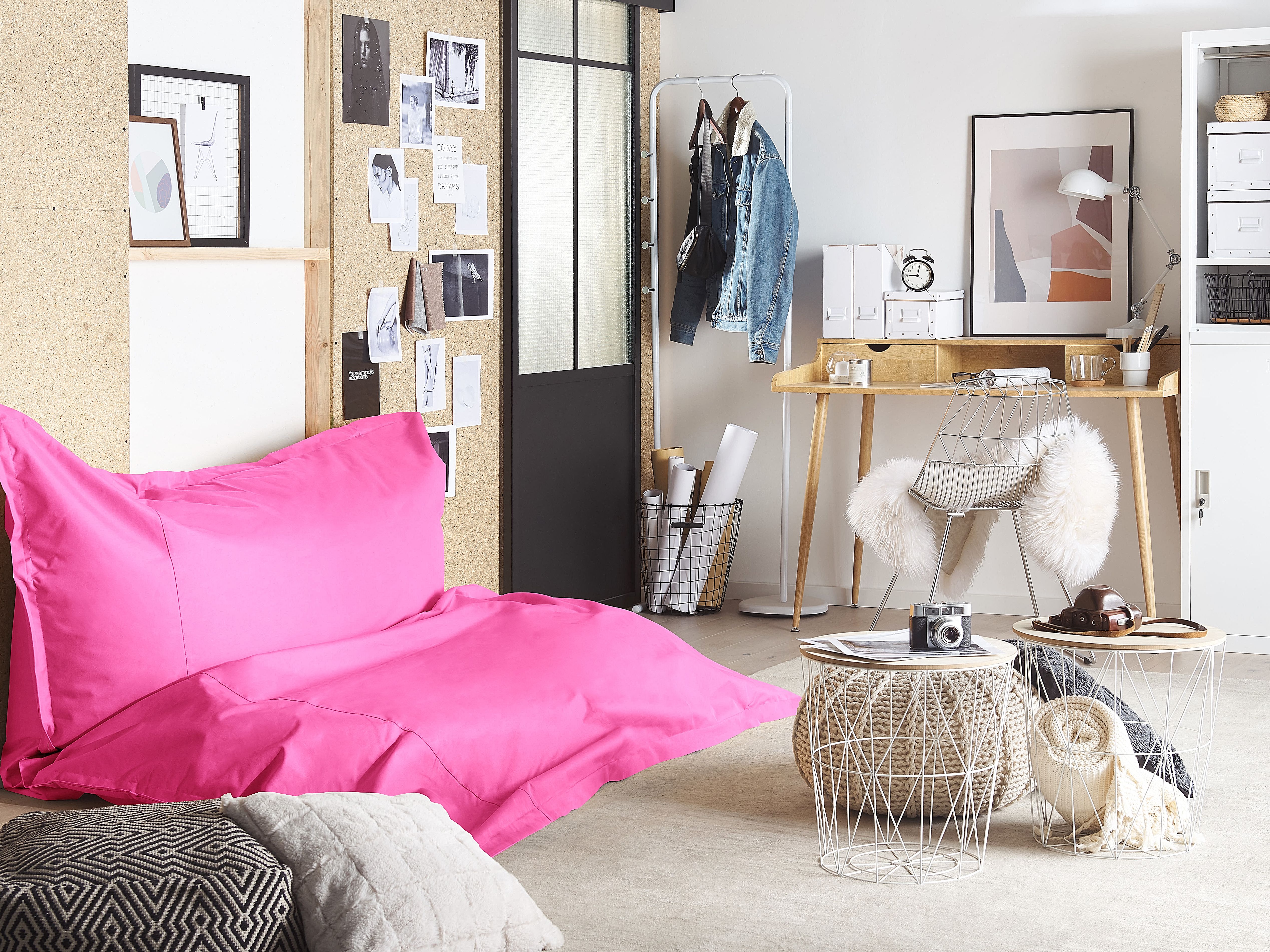 Bean Bag 600 L FUZZY 180 cm 230 cm Fuchsia Pink