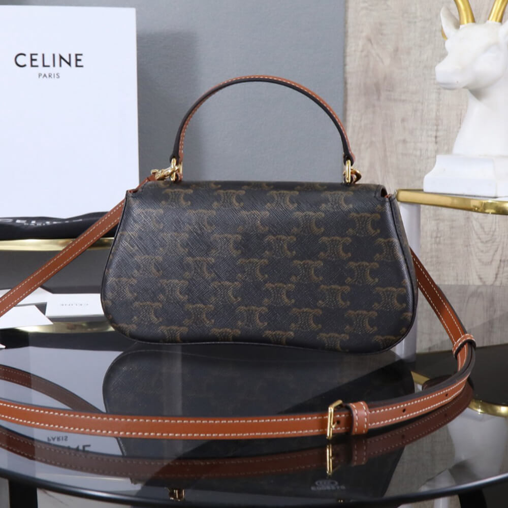 Teen Celine Lola Bag in Triomphe Canvas And Calfskin1:1High-quality replica