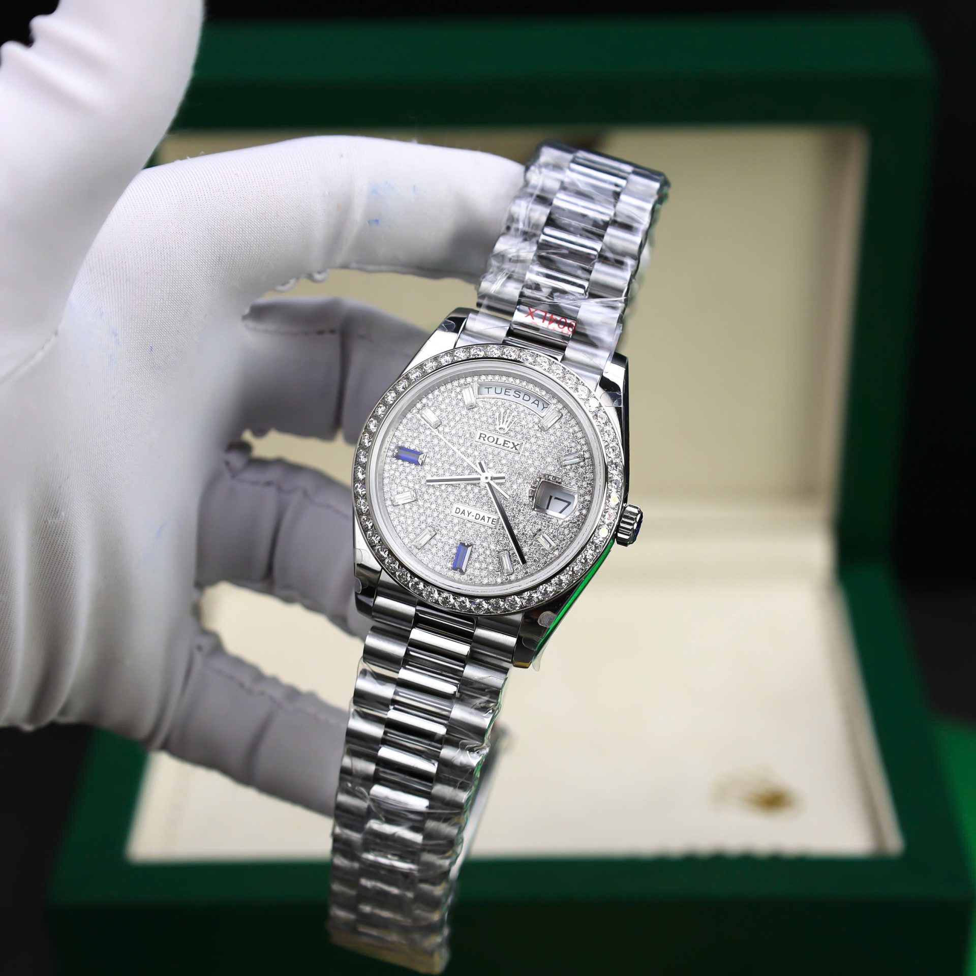 Rolex Day-Date Best Copies Watch Diamonds Moissanite Custom GM Factory 40mm - Elite Watch Atelier