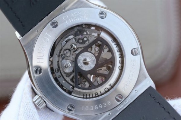 Replica Hublot Classic Fusion Tourbillon 42mm TF Skeleton Dial Black Gummy Strap A23J - Top club
