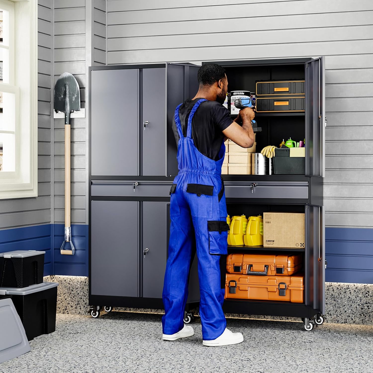 Yizosh Metal Garage Storage Cabinet with Locking Doors and Adjustable Shelves, -73