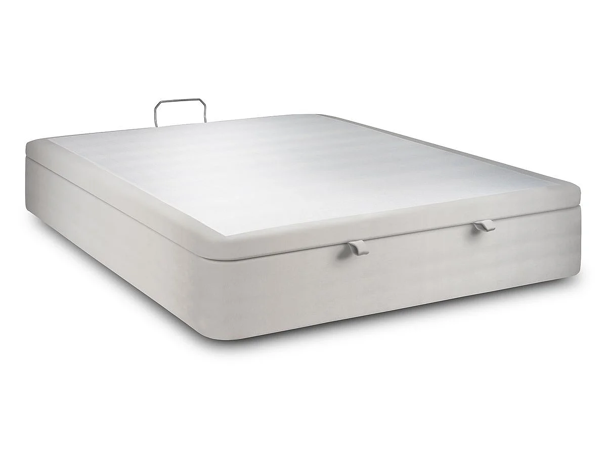 Sommier Coffre Velours Gris clair 140x190 H39cm