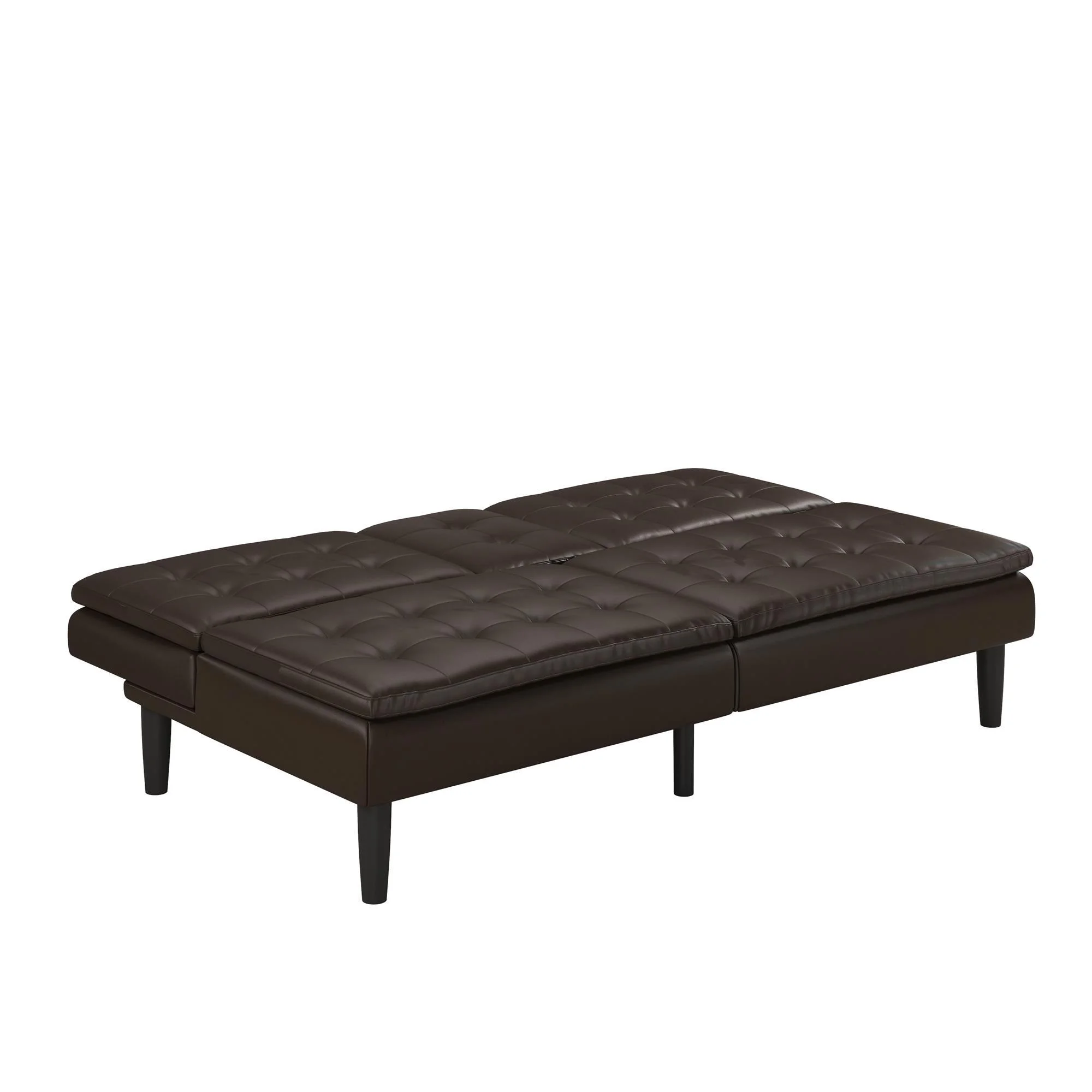 Mainstays Memory Foam 71.5" Futon with Cupholder and USB, Black Faux Leather - Image 67