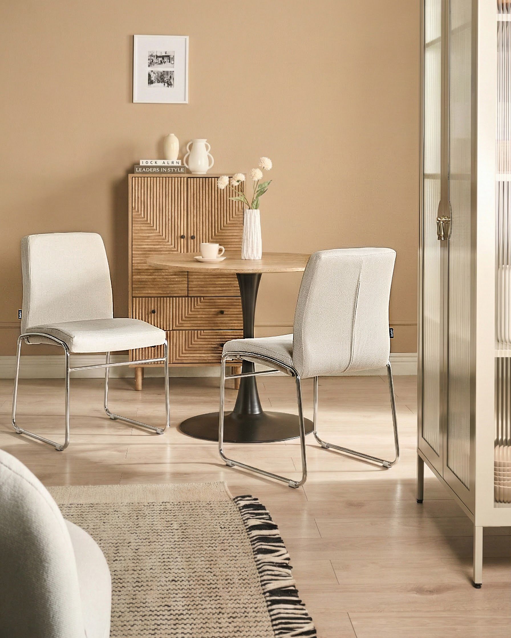 Set of 2 Dining Chairs LECCO Fabric Light Beige