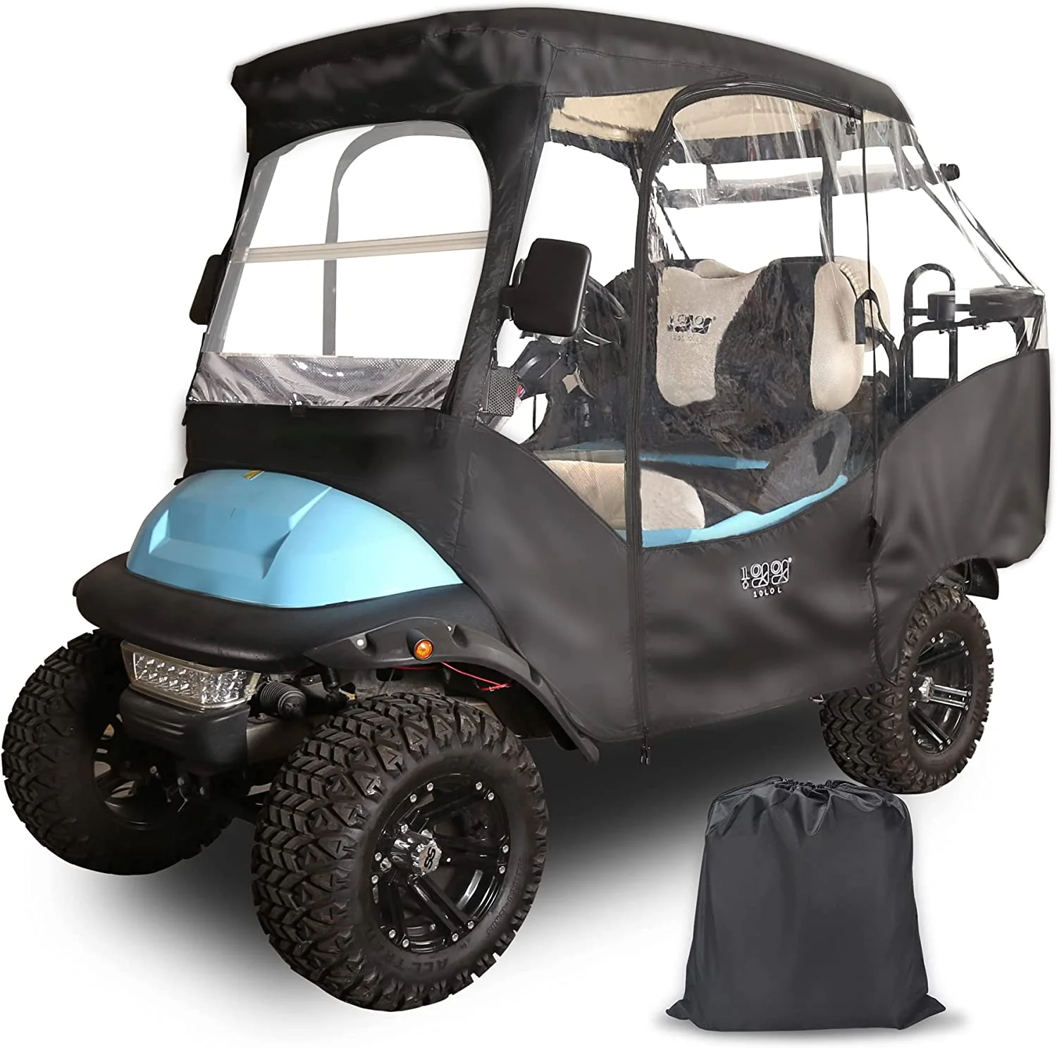 10L0L Golf Cart Enclosure for Club Car Precedent 4 Passenger , 600D Windproof Waterproof Driving Rain Cover, Black - Image 5
