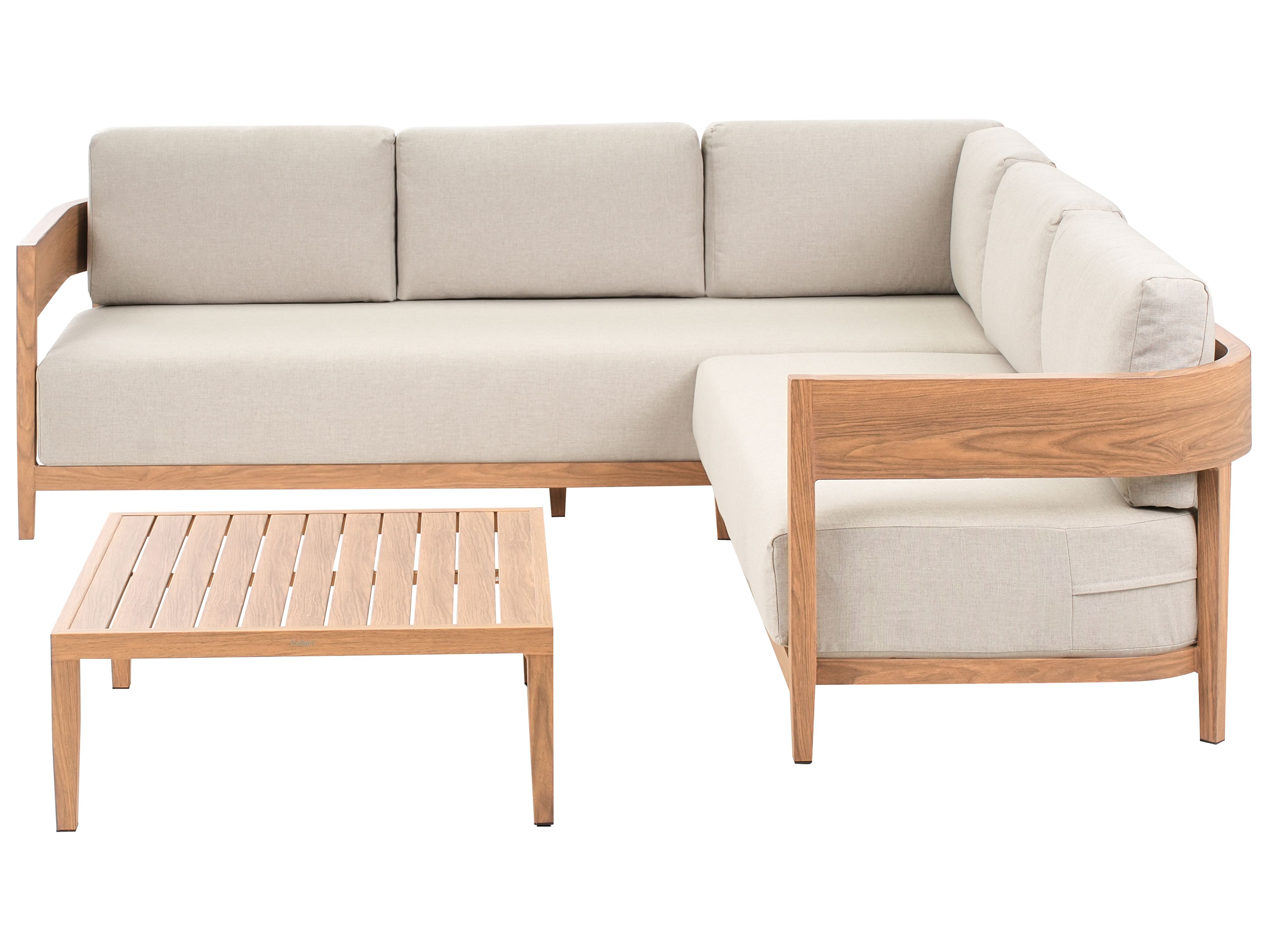 Garden Corner Sofa with Table 5 Seater SAMPIERI Left Hand Metal Light Brown