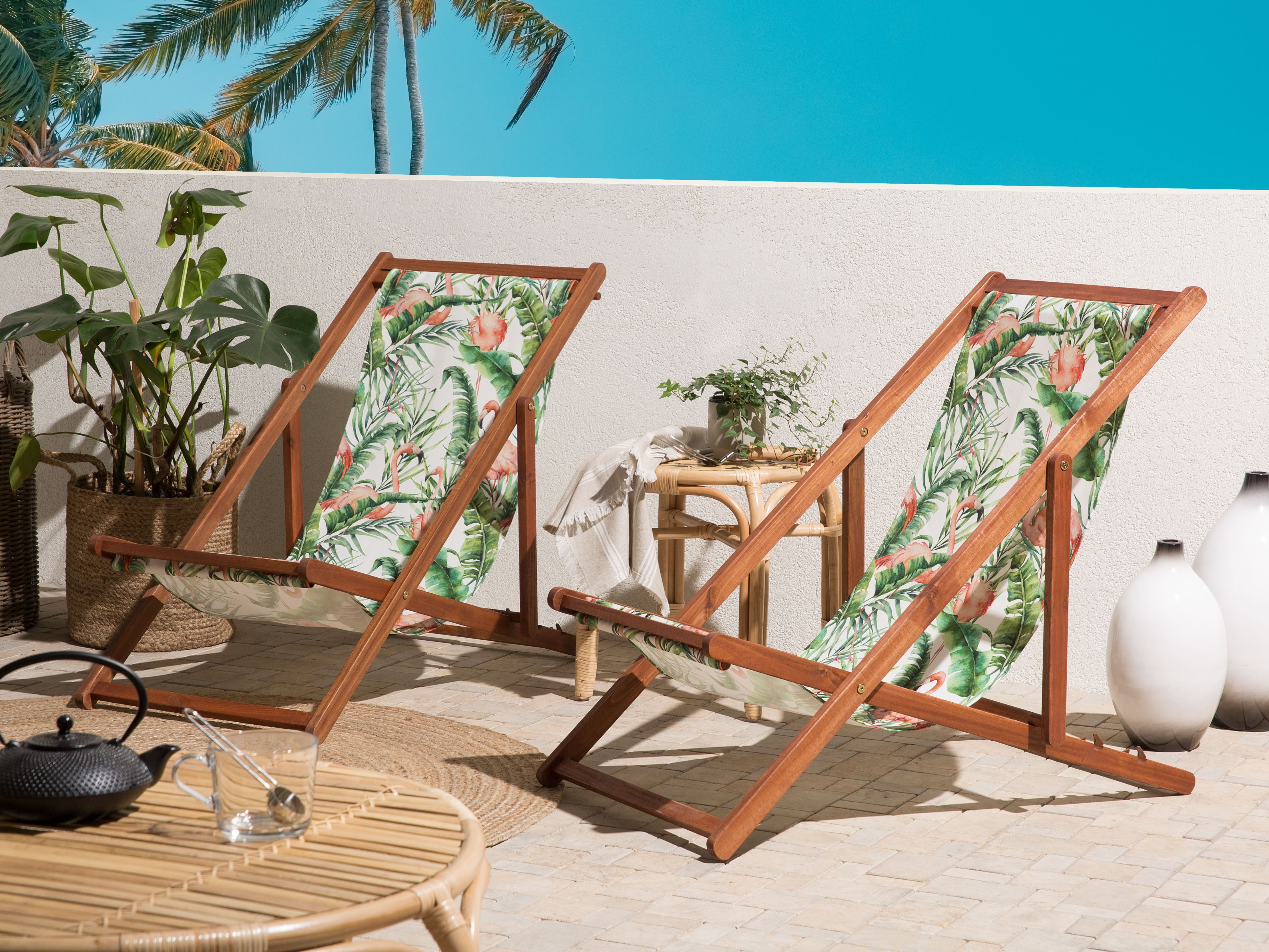 Set of 2 Sun Lounger Replacement Fabrics ANZIO/AVELLINO 113 x 44 cm Multicolour