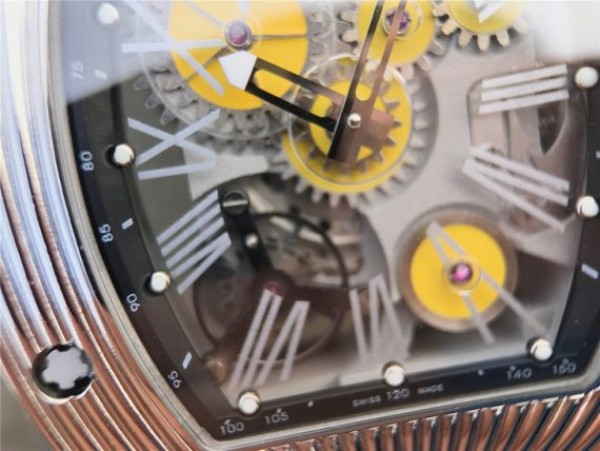 Replica Richard Mille RM018 Hommage a Boucheron SS Yellow Skeleton Dial Black Rubber Strap 6T51 - Top club