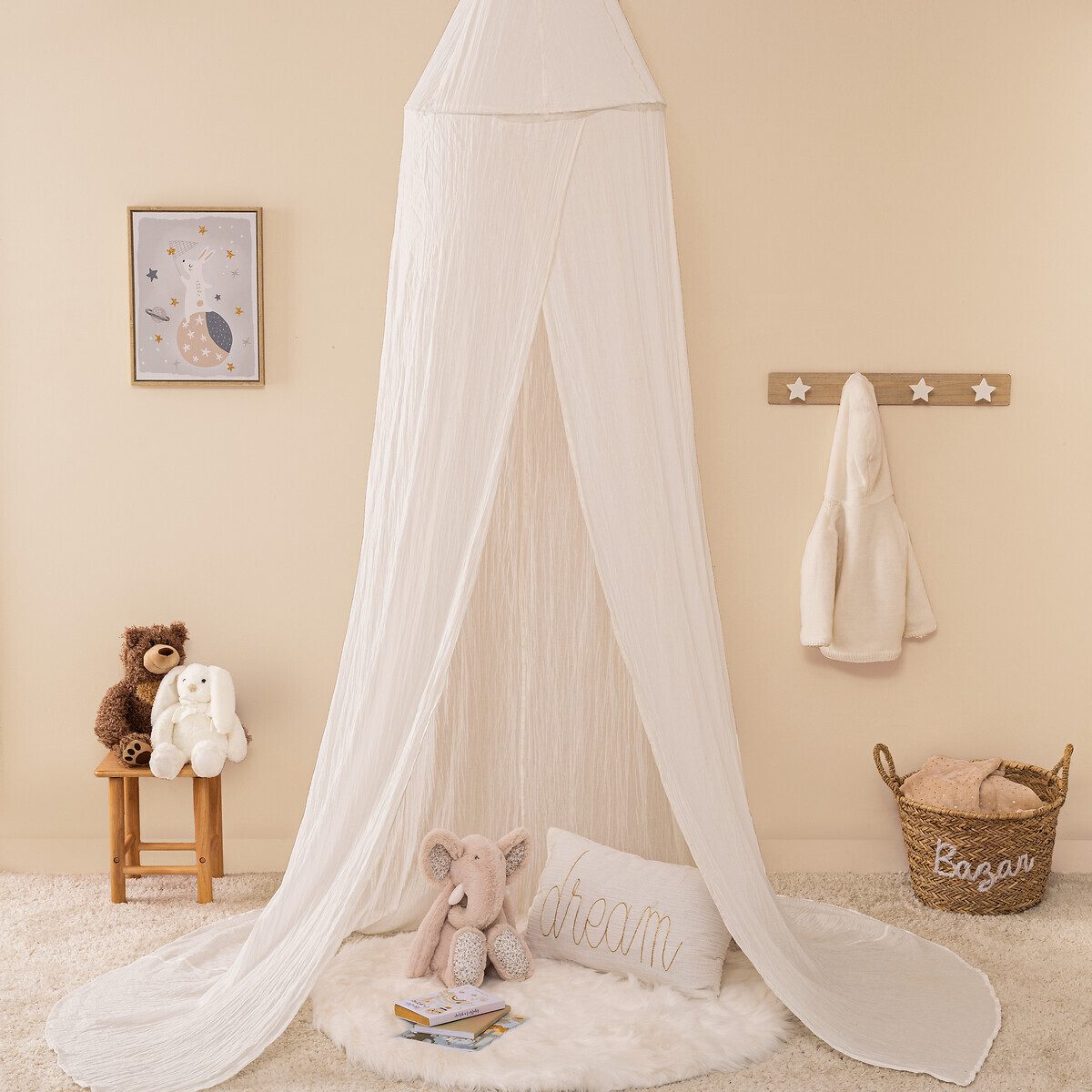 Bed canopy "Lili" Cotton gauze, white, h.350 cm