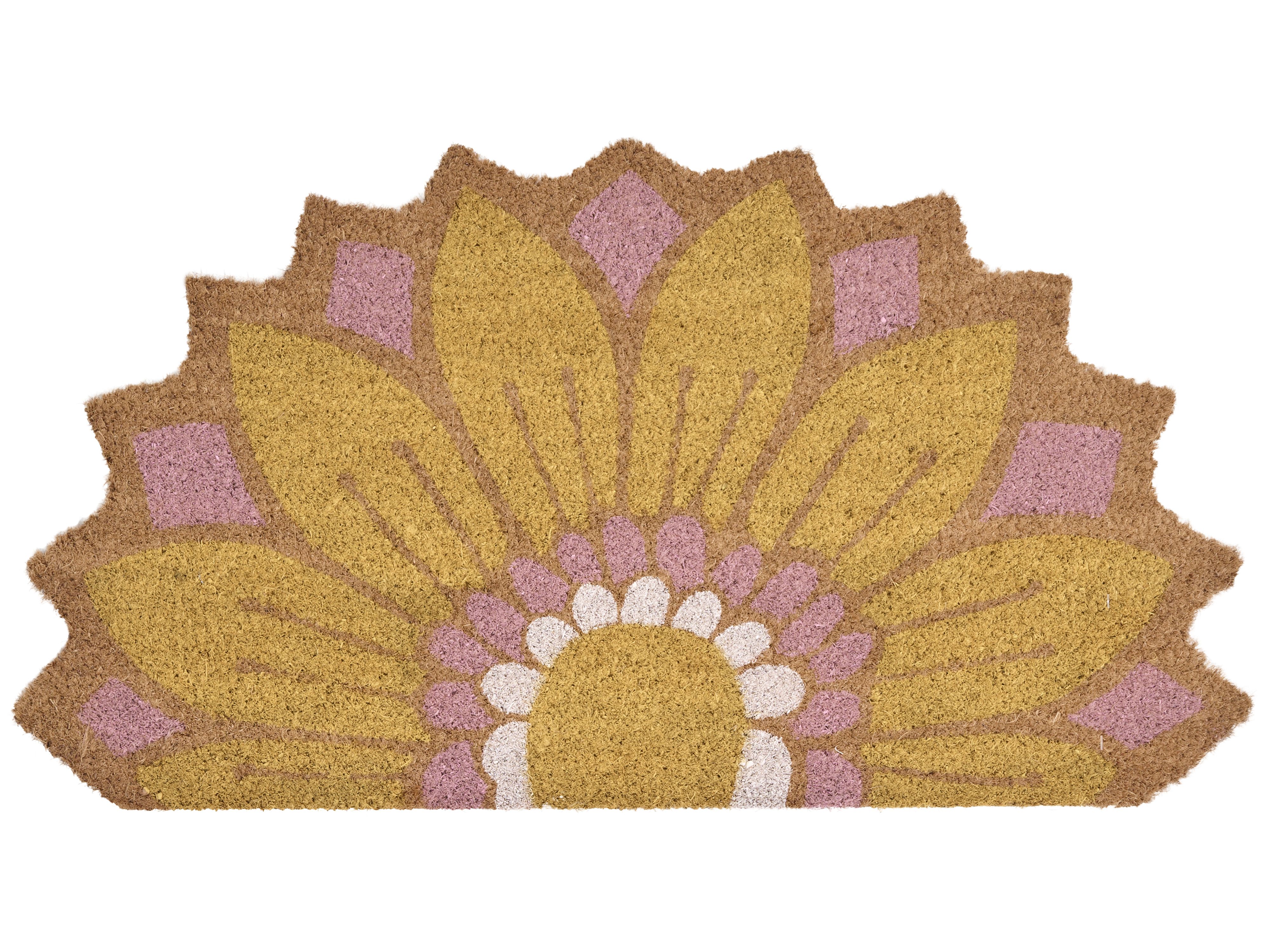 Doormat AROLIK Yellow 45 x 75 cm Flower Coir