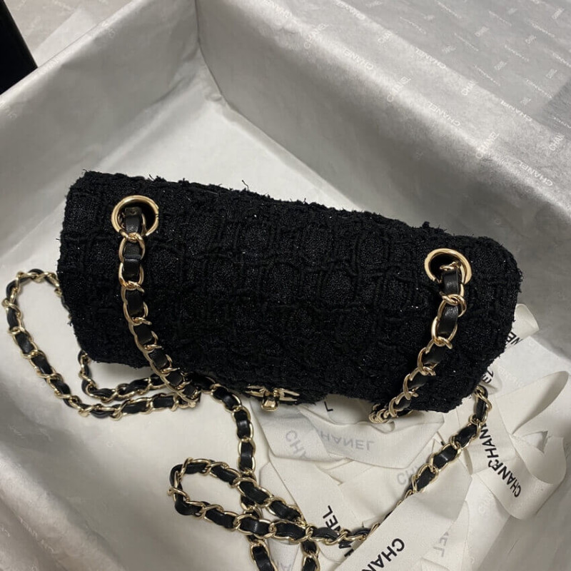 Replica Chanel 20Cm Classic Flap Bag In Black Tweed 11161:1High-quality replica