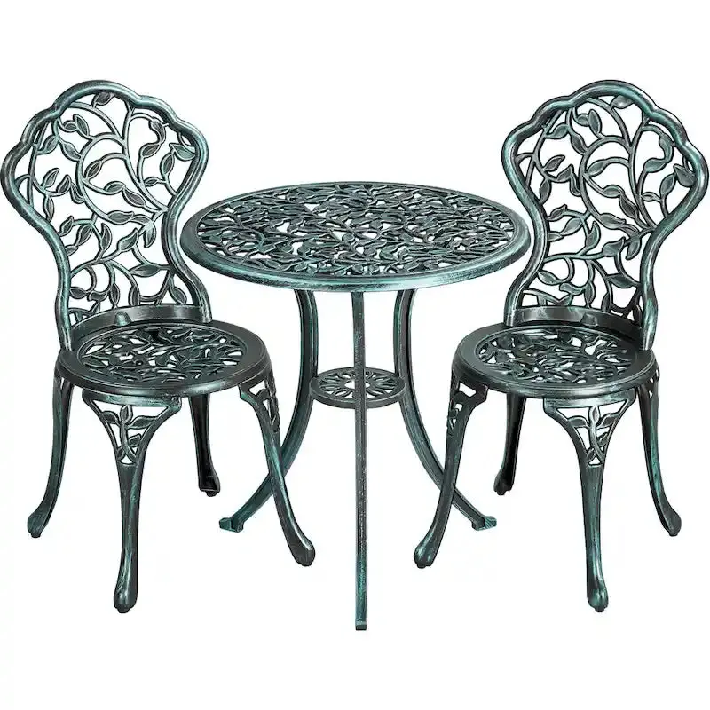 Yaheetech 3-Piece Aluminum Patio Bistro Set With 2 Chairs And Table - Antique Finish - Image 5 Yaheetech 3-Piece Aluminum Patio Bistro Set With 2 Chairs And Table - Antique Finish - Image 5