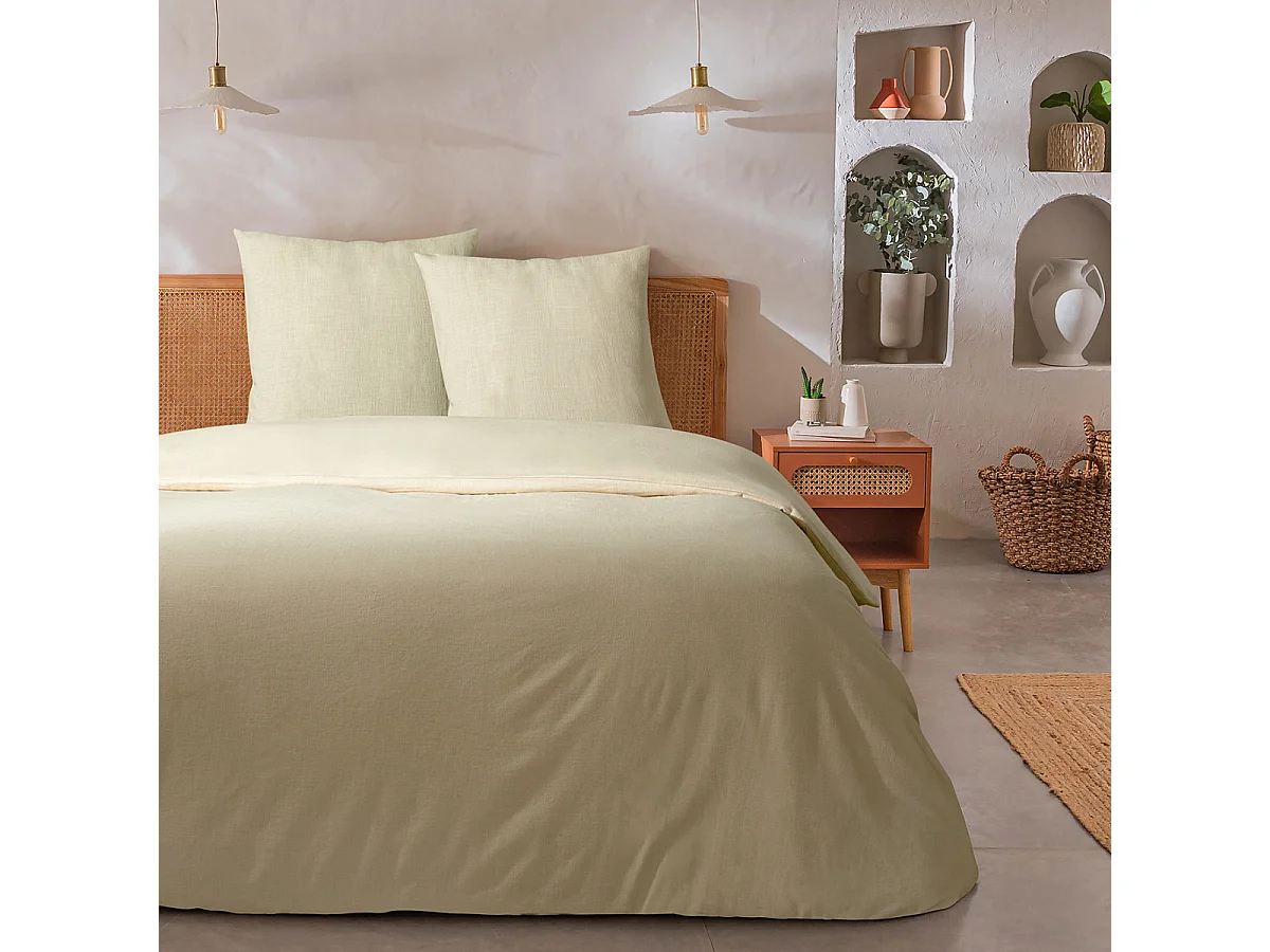 Parure de lit 2 personnes unie effet lin 240x220cm